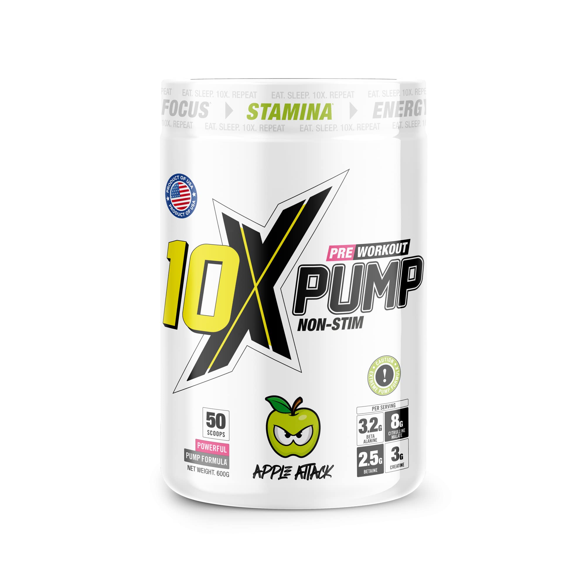 10X Athletic PUMP 600g Pre-Workout Supplement - Boost Energy, Endurance & Muscle Pumps for Gym, Bodybuilding & Fitness Training | Best for Men & Women Athletes