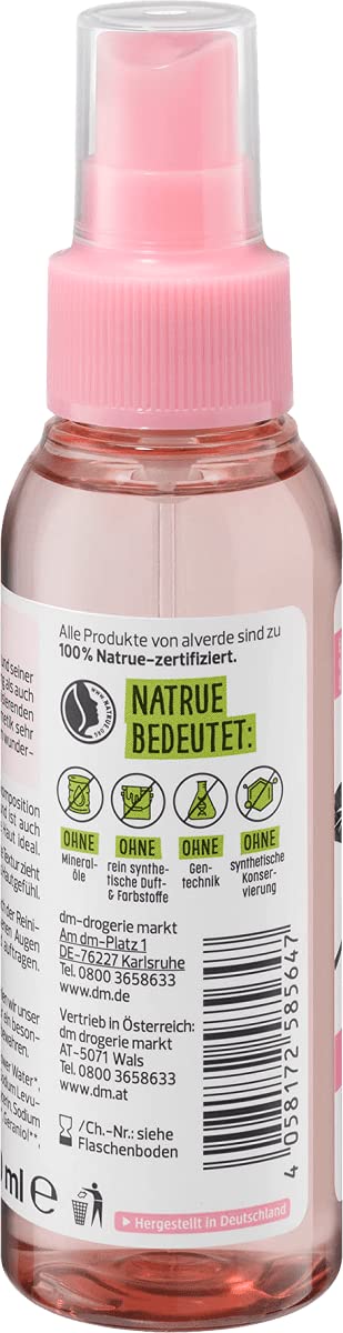 Alverde Naturkosmetik Organic Rose Petal Facial Spray 100ml - Hydrating & Refreshing Toner for Dry Skin, Makeup Setting & On-The-Go Skincare