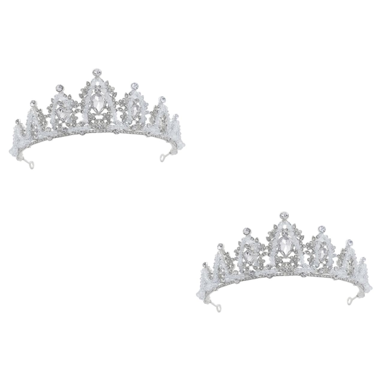 Beavorty 2 Pack Silver Rhinestone Wedding Tiara Crown for Women - Bridal Headpiece for Wedding, Prom, Quinceanera, Bar Mitzvah, Pageant & Special Occasions | Elegant Princess Hair Accessory for Brides & Dancers