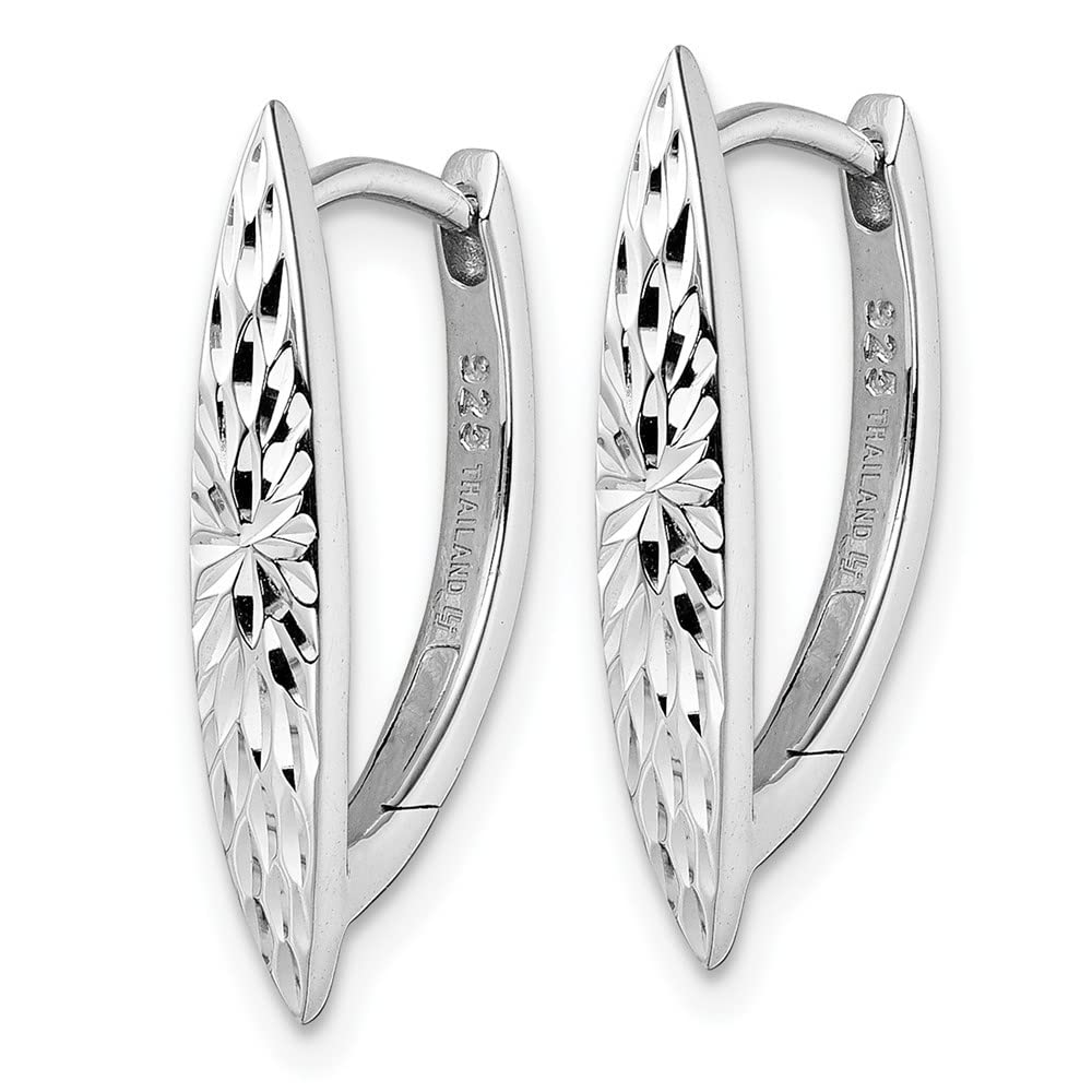 Sterling Silver Diamond Cut Hoop Earrings for Women - 0.86 Inch Length, 0.51 Inch Width - Elegant Dangle Earrings for Party, Wedding & Everyday Wear