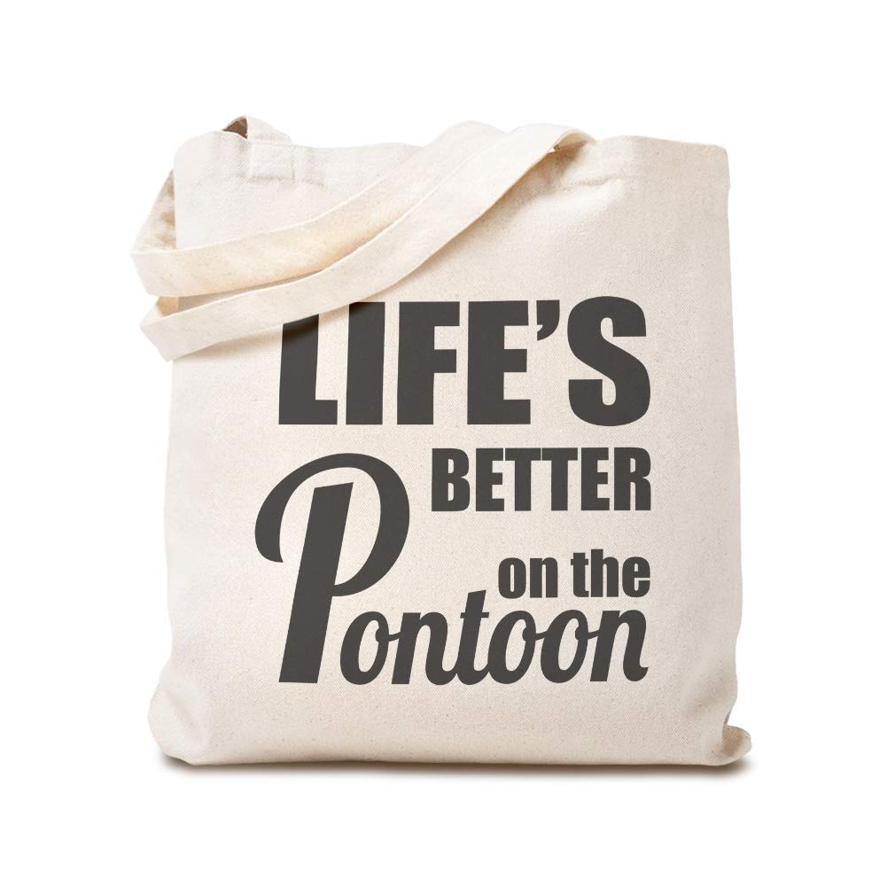 Custom Canvas Tote Bag - Eco-Friendly Reusable Shopping & Beach Bag for Women | Perfect for Groceries, Travel & Poolside | Life's Better on The Pontoon Design