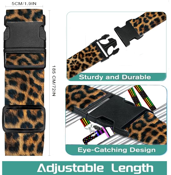 Premium Adjustable Luggage Straps for Suitcases - Heavy Duty Travel Belt with Quick-Release Buckle - Luxury Brown Leopard Pattern - Perfect for Air Travel, Vacation & Business Trips