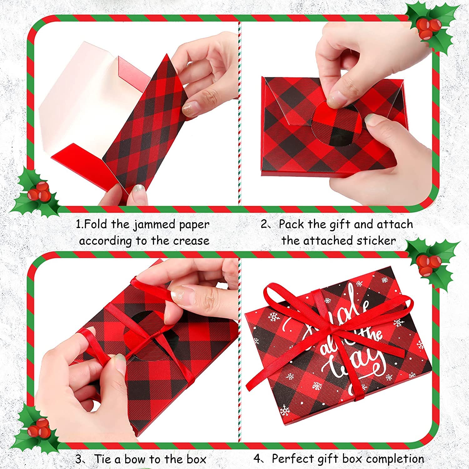 Marspark 48 Christmas Gift Card Holders with Ribbon - Holiday Gift Wrapping Boxes for Cards & Decor
