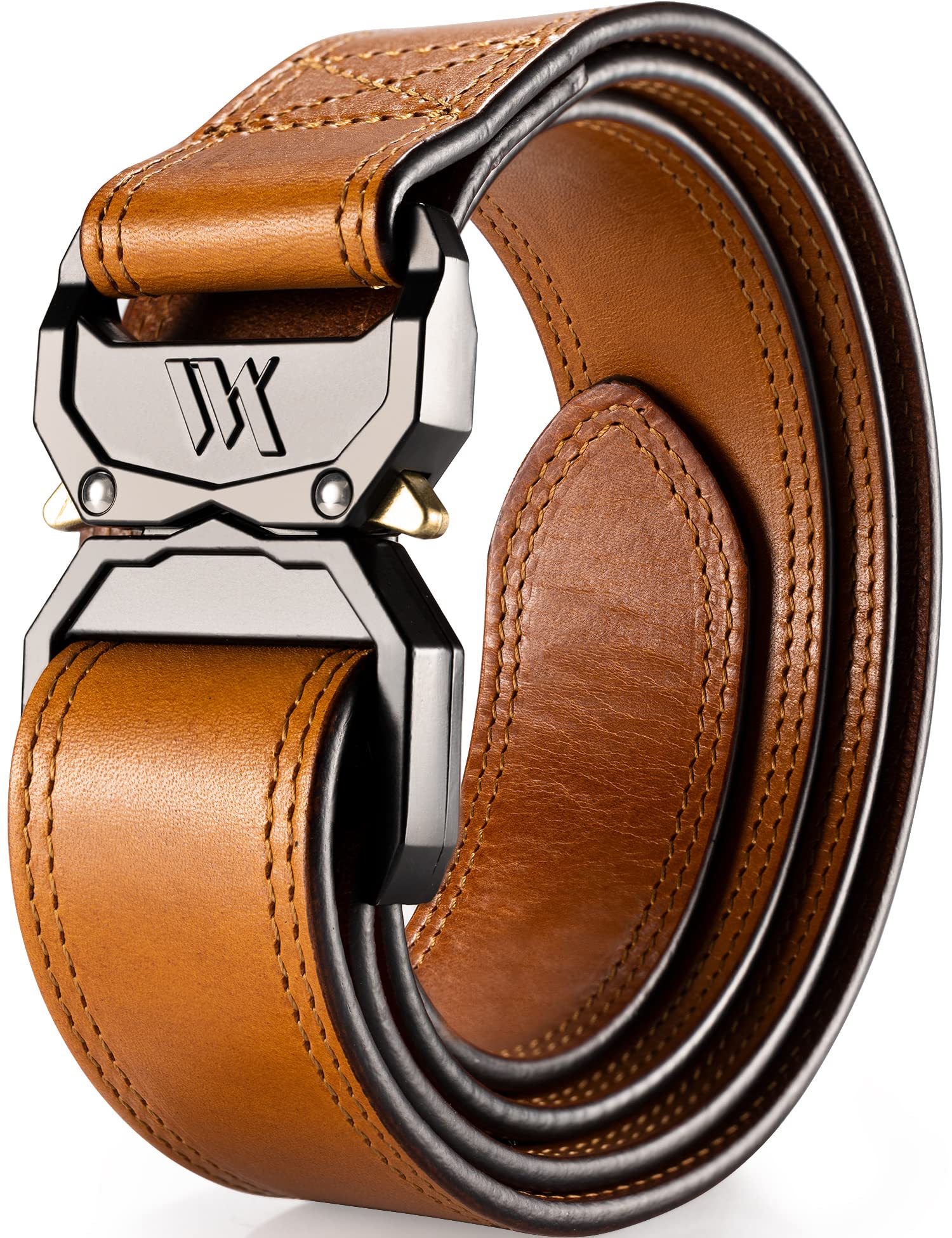 Premium WOLFANT Leather Tactical Belt - 100% Italian Full Grain Leather Military Belt for Men | Heavy Duty Gun Belt with Quick Release Buckle | Ideal for Hiking, Work, Outdoor & Tactical Use