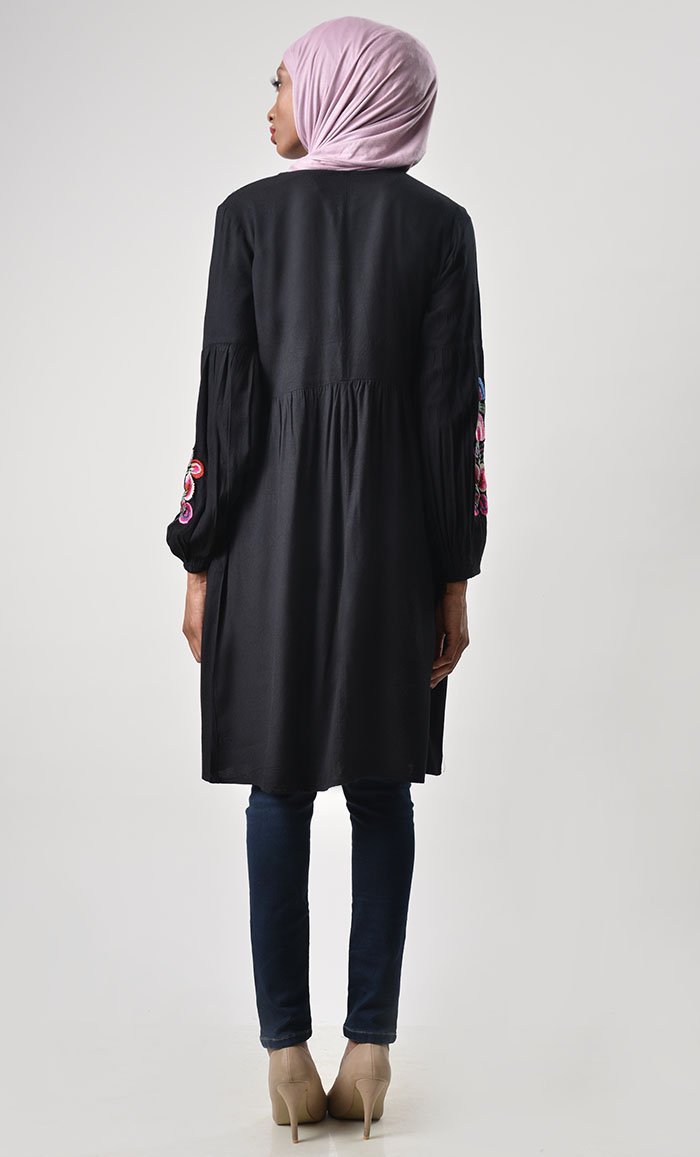 Classic Heavy Embroidered Tunic for Women - Elegant Floral Embroidery Blouse - Perfect for Casual Wear, Office Outfits & Special Occasions