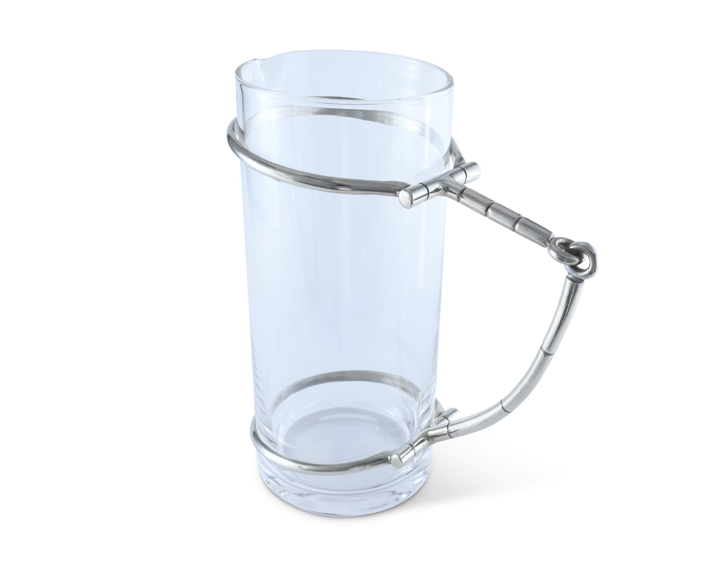 Vagabond House 52 oz Glass Pitcher with Pewter Horse Handle - Elegant Beverage Dispenser for Cold Water, Iced Tea, Juice & Lemonade - Perfect for Parties, Picnics & Home Entertaining (9.5 Inch Tall)