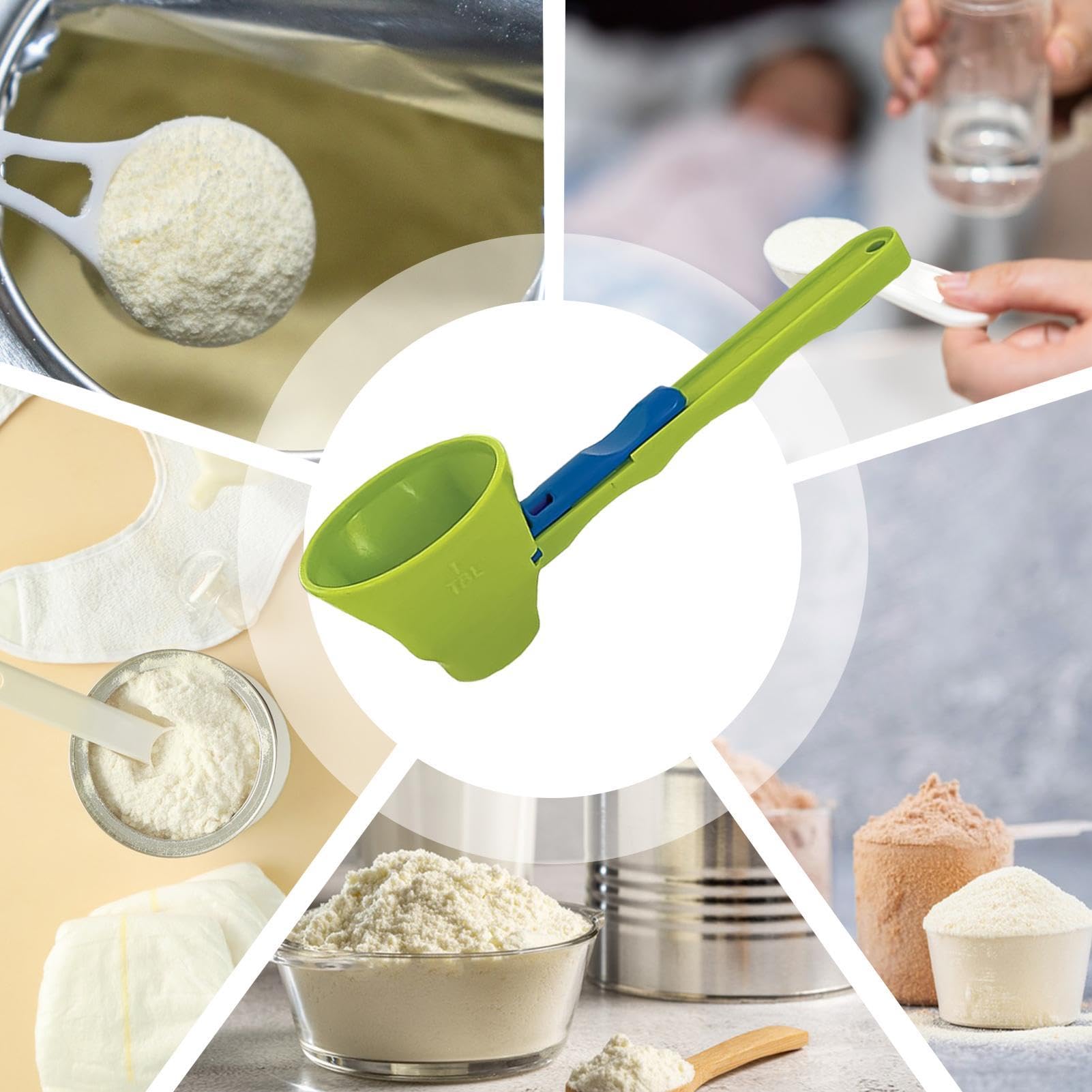 Eventerde 2-in-1 Funnel Measuring Spoon with Anti-Drip Design & Sliding Base - Perfect for Protein Powder, Baking Ingredients & Gym Supplements | Ideal for Kitchen, Bodybuilding & Meal Prep