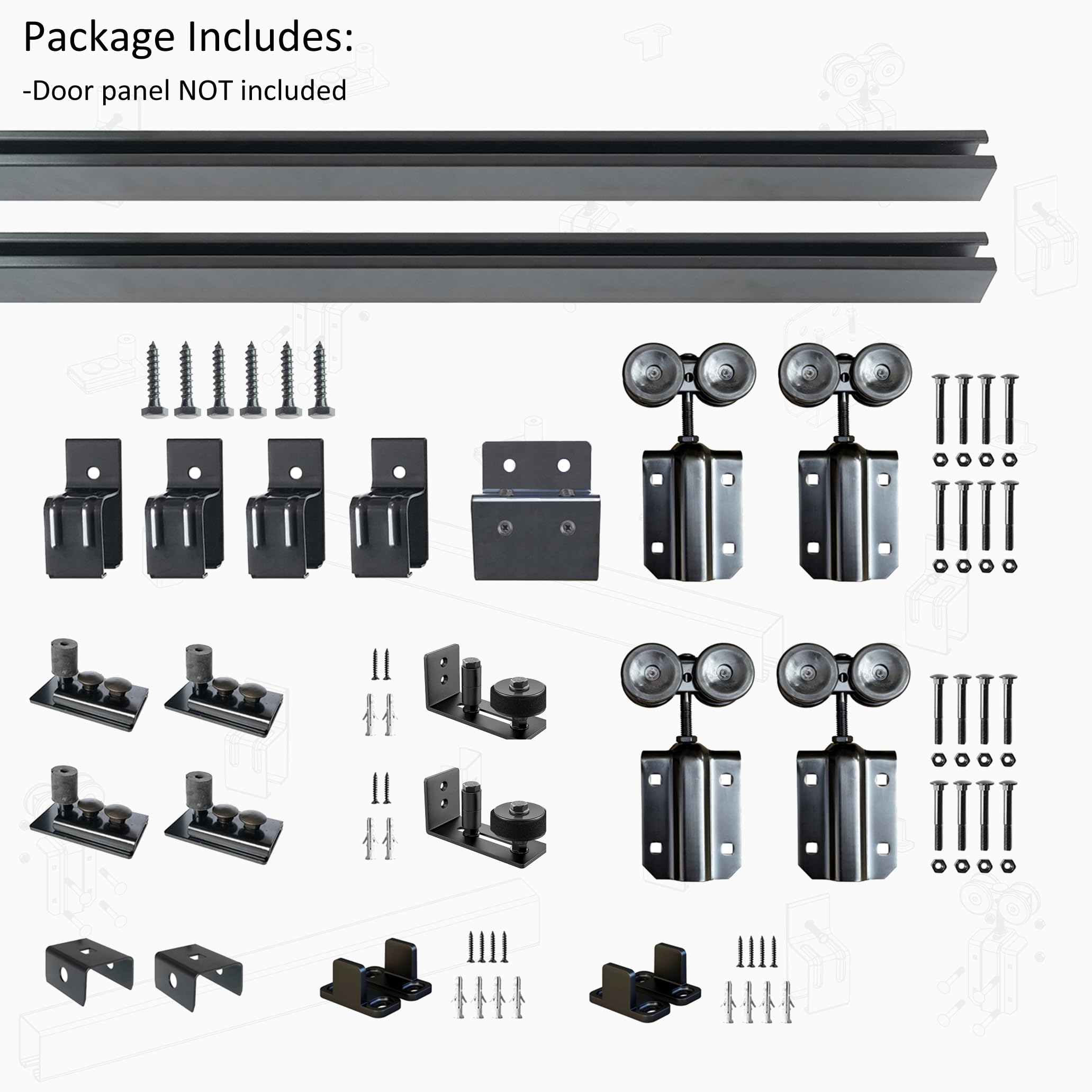 10FT Heavy Duty Exterior Double Sliding Barn Door Hardware Kit - Wall Mount Track System for 2 x 30in Doors (Max Load 300lbs) - Perfect for Farmhouse, Rustic Home & Commercial Spaces - Hardware Only (No Door Included)