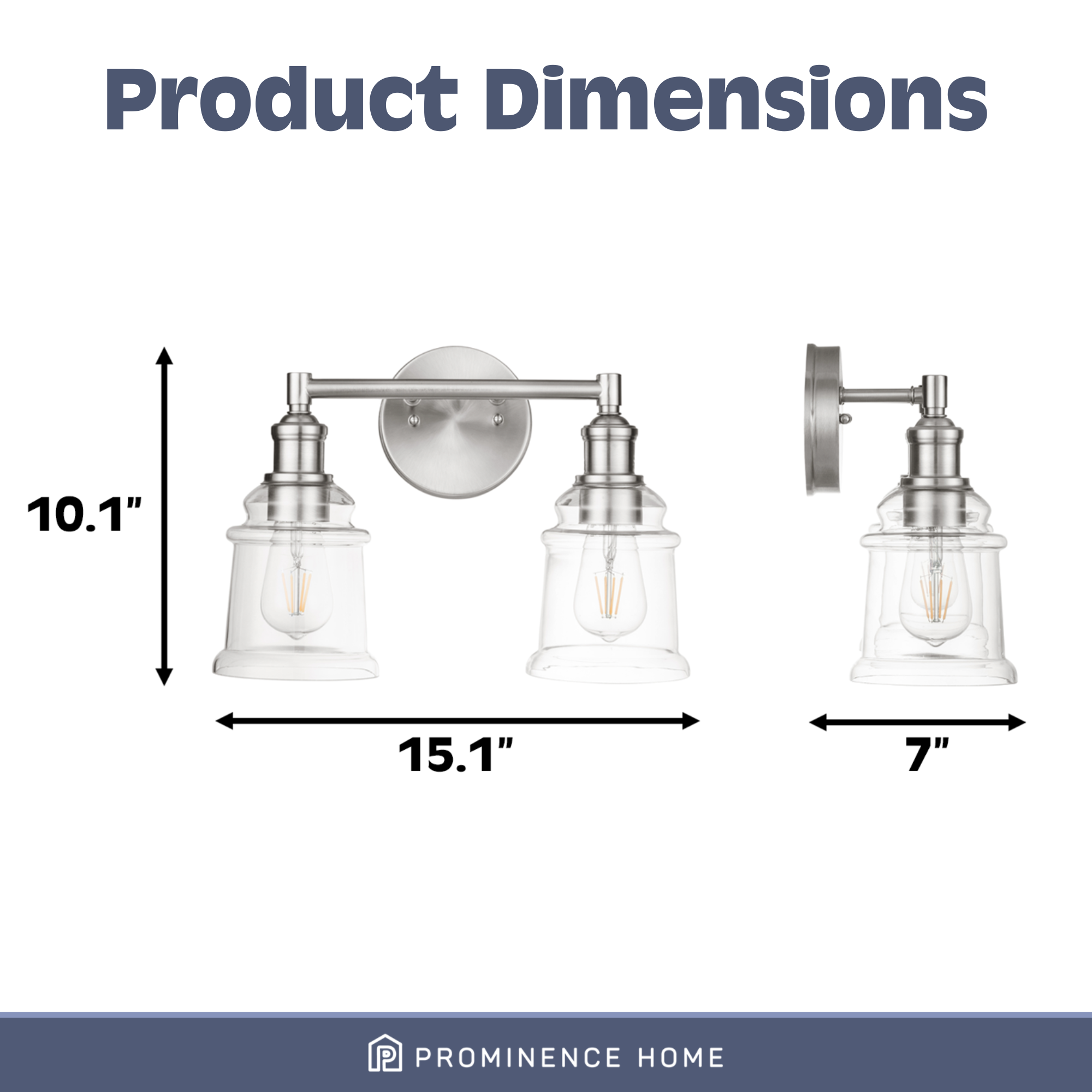 Eaton Ridge 2-Light Brushed Nickel Vanity Light - Modern Bathroom Lighting Fixture for Bedroom, Powder Room & Dressing Area