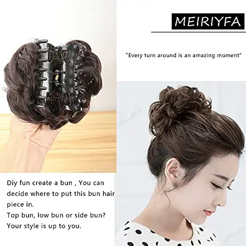 Large Claw Clip Hair Bun Extension - Seamless Hair Accessory for Ponytails & Updos - Perfect for Women, Girls, Everyday & Special Occasions