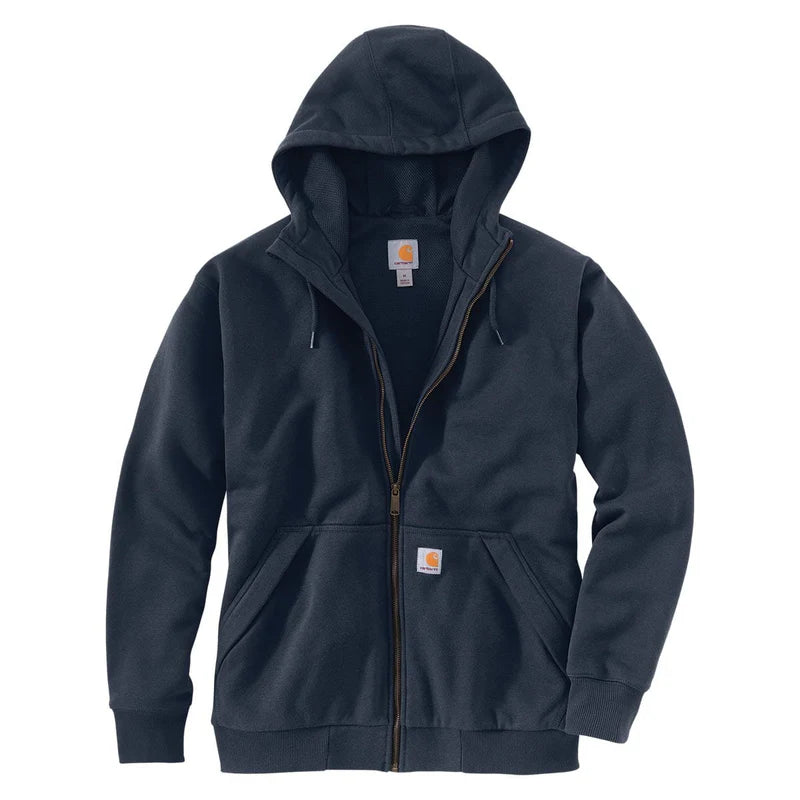 Carhartt Rain Defender Loose Fit Midweight Thermal Zip-Up Hoodie Sweatshirt for Men - Navy Blue - Water Resistant Workwear for Outdoor Jobs & Cold Weather Activities
