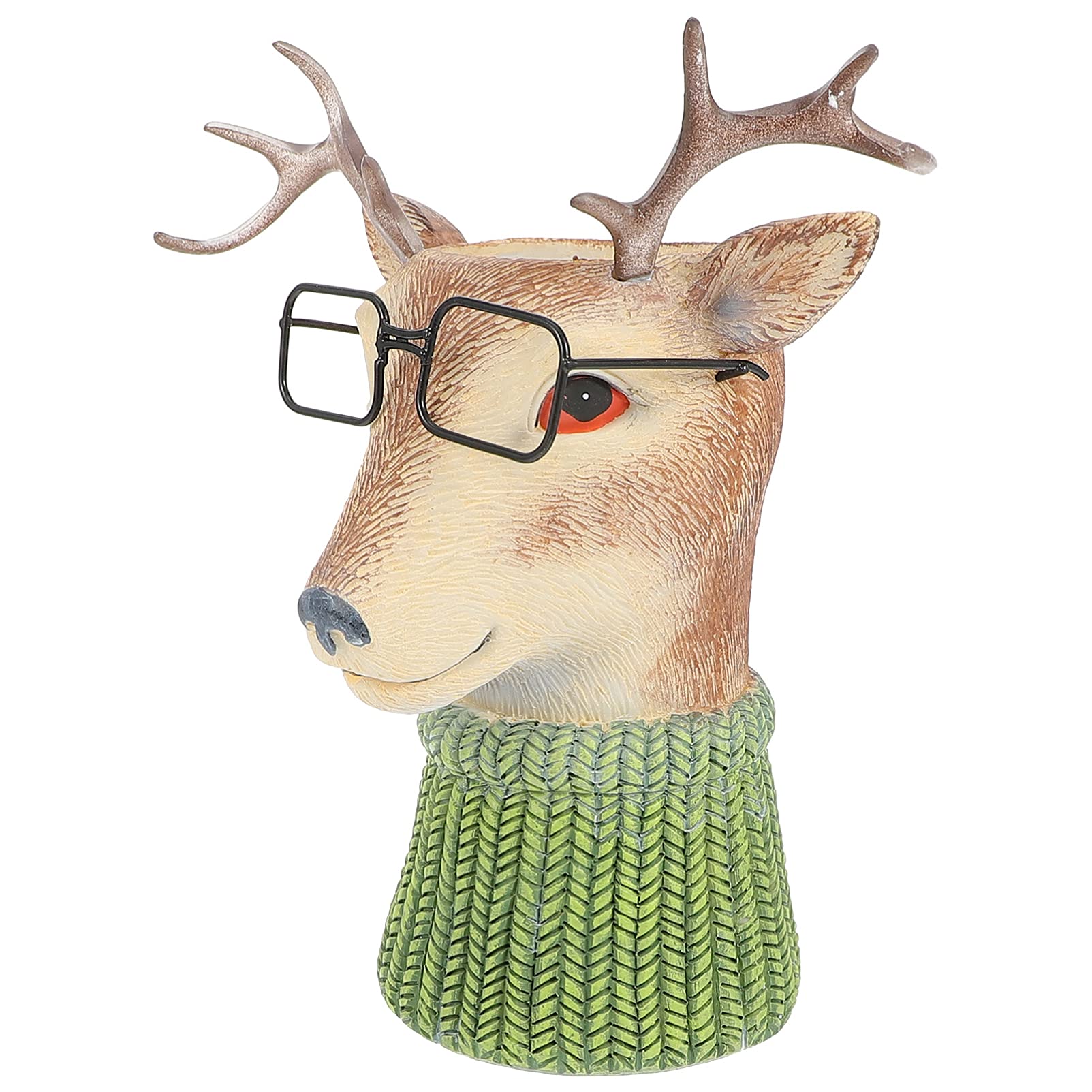 Happyyami Deer Face Flower Pot - Resin Animal Head Planter for Succulents, Cactus & Dry Flowers - Cute Home Decor for Living Room, Coffee Table & Office Desk