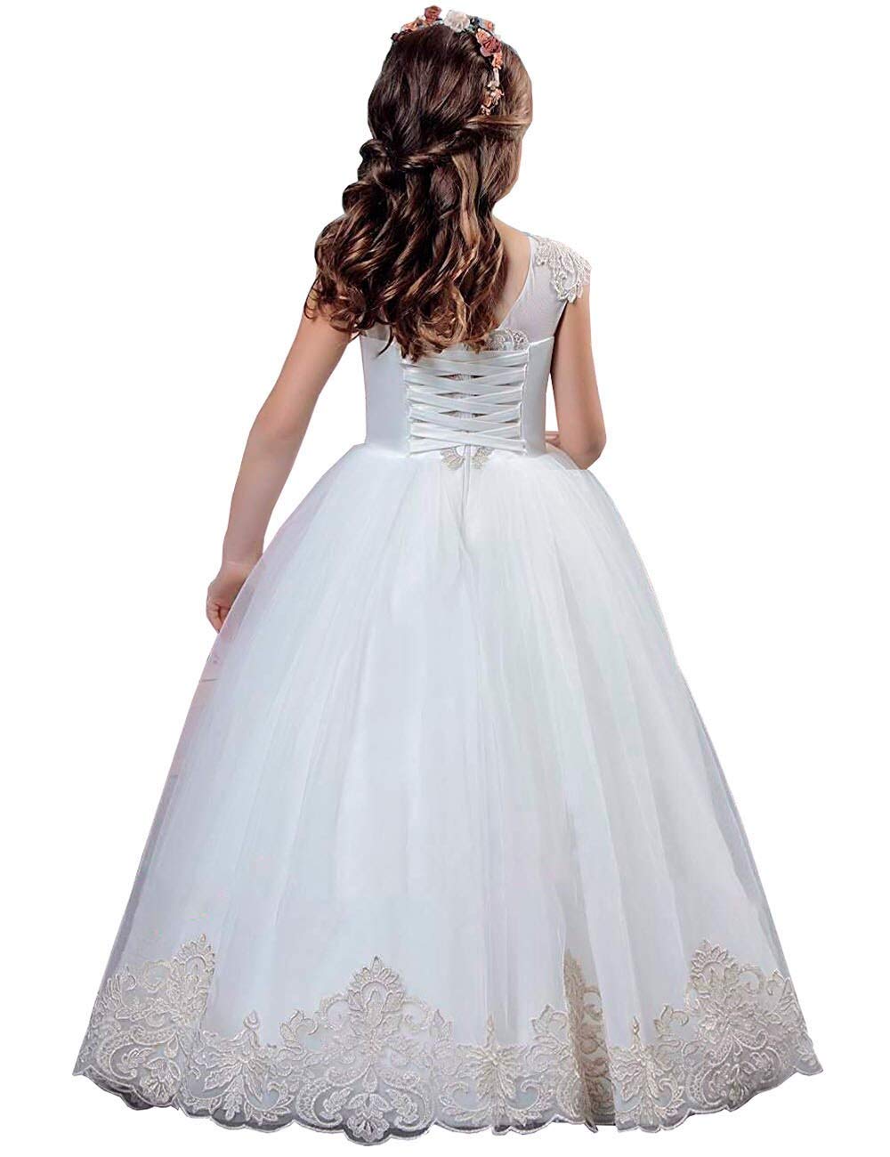 Lace Flower Girl Dress for Wedding, First Communion & Pageant - Elegant Ball Gowns for Girls Age 2-12 Years - Perfect for Special Occasions & Formal Events