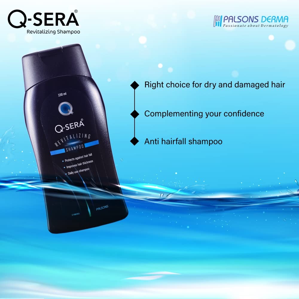 QSERA Revitalizing Shampoo for Dry & Frizzy Hair - Sulfate & Paraben Free, Dermatologist Recommended Hair Strengthening Treatment (150ml) - Restores Healthy, Smooth & Damage-Free Hair for Daily Hair Care & Salon-Like Results at Home