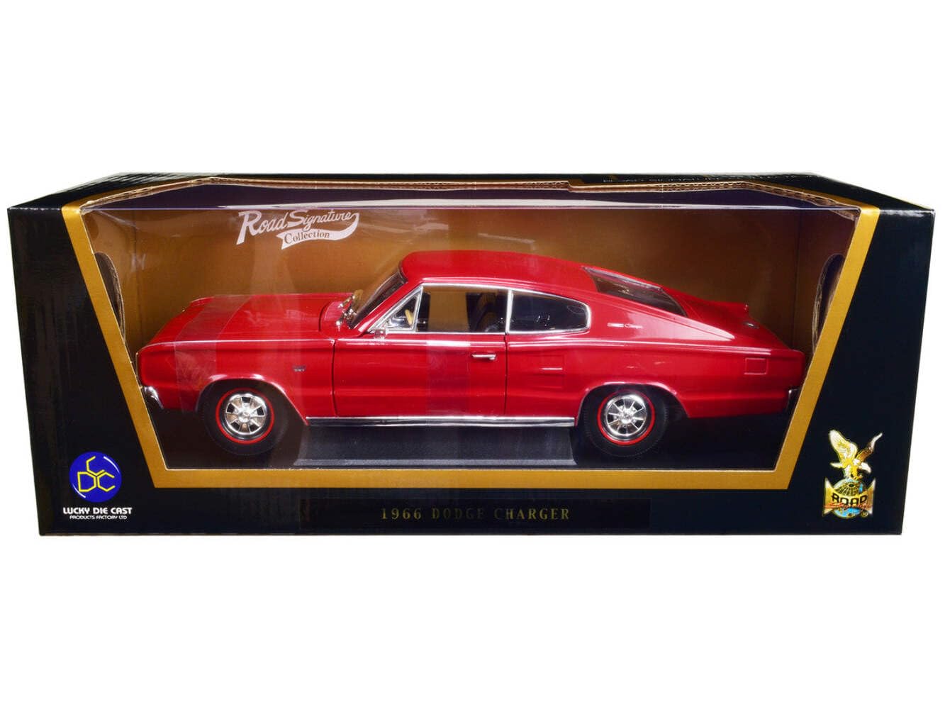 1966 Dodge Charger Red 1/18 Scale Diecast Model Car - Classic Muscle Car Collectible for Display & Gift Giving
