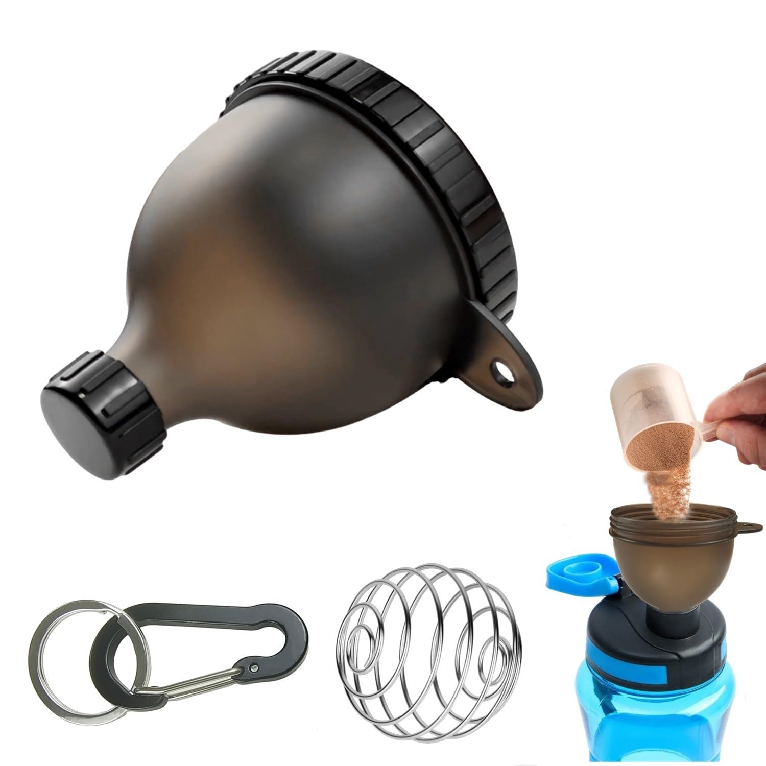 BPA-Free Protein Powder Container with Mini Funnel - 100ml Portable Shaker Bottle for Gym, Travel & On-the-Go Nutrition | Protein Scoop & Blender Accessories