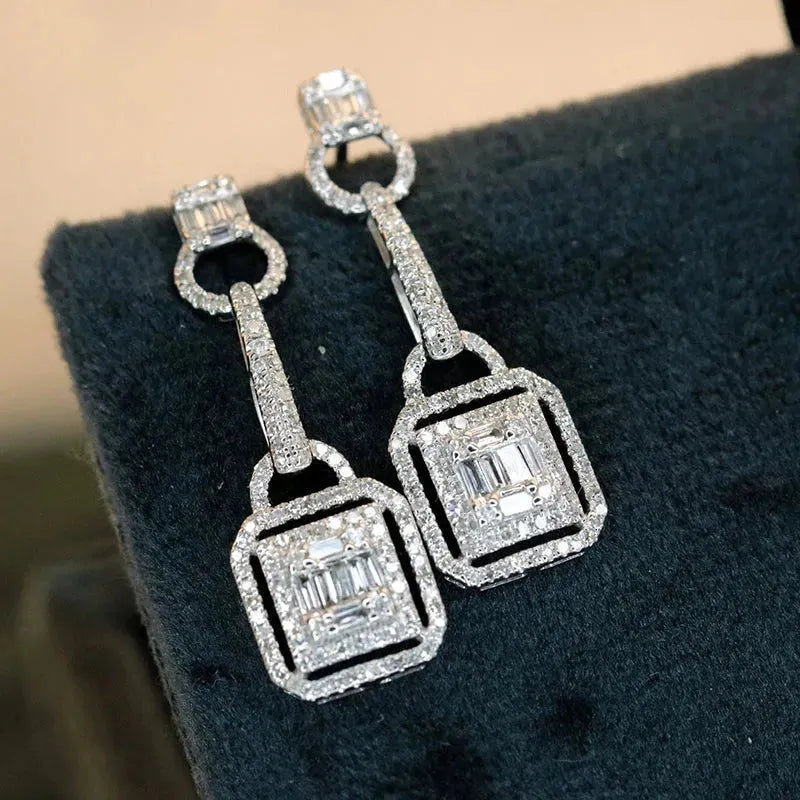 18K White Gold Diamond Drop Earrings for Women | 0.80 Carat Natural Diamond Luxury Jewelry | Elegant Party, Wedding & Evening Wear Accessories
