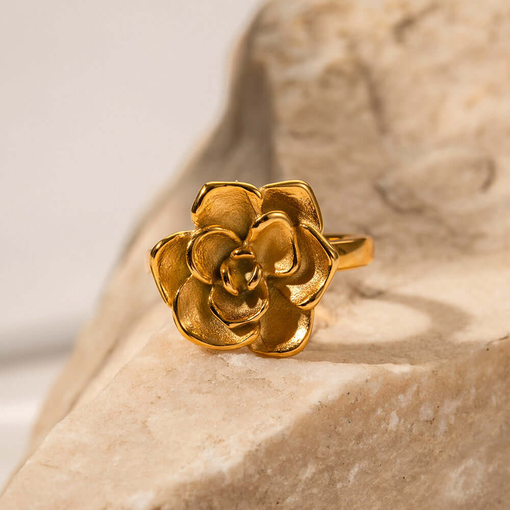 Camellia Flower Pinky Ring | JDR5008 - Elegant Floral Jewelry for Women, Perfect for Weddings, Parties & Gifts