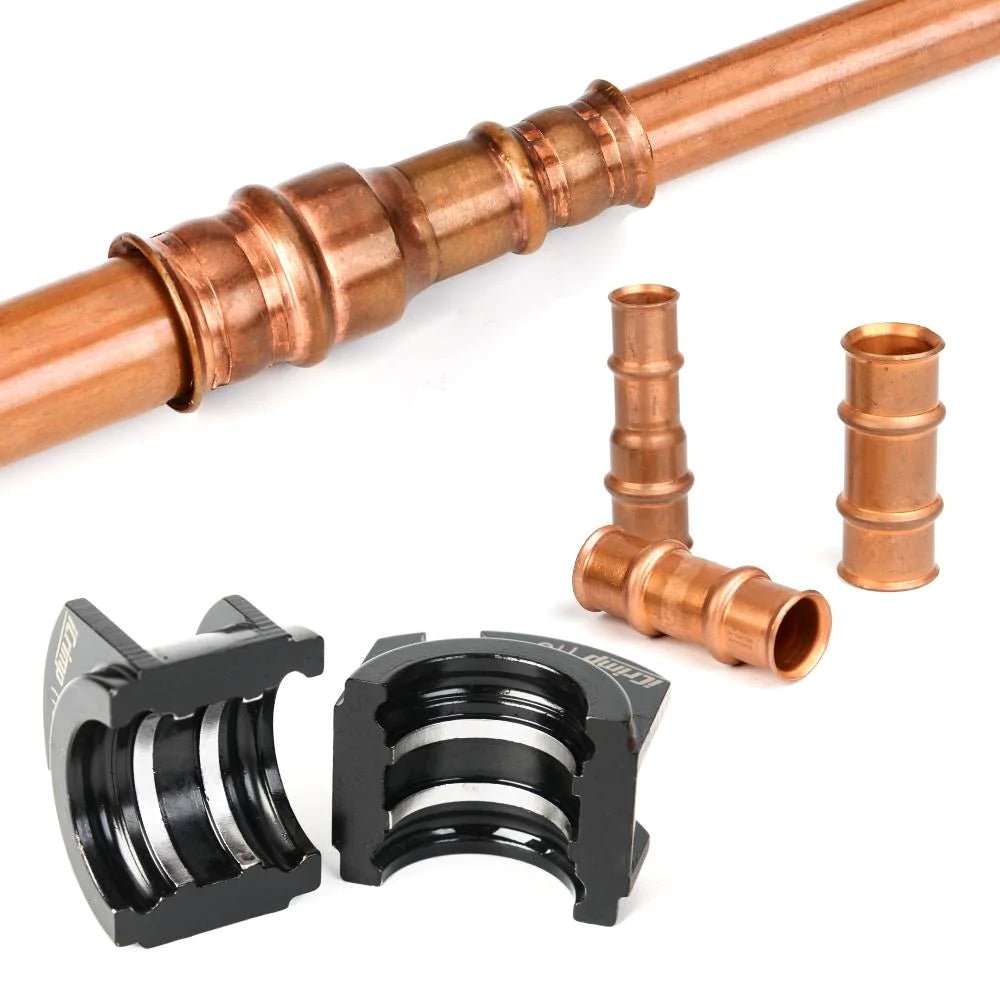 Professional Copper Pipe Press Tool Kit for ZOOMLOCK Refrigerant & HVAC Fittings - 7 Interchangeable Jaw Sizes (1/4