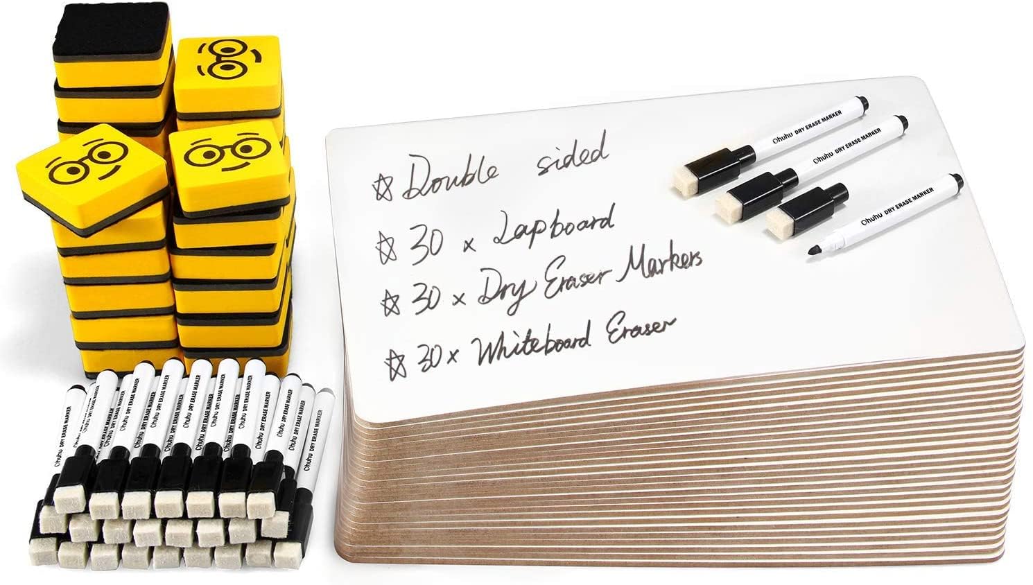 Ohuhu 30-Pack Double Sided Dry Erase Boards Set - 9x12 Inch Whiteboards with 30 Markers & Erasers - Perfect for Classroom, Students, Teachers & Office Meetings - Ideal for School Supplies, Presentations & Group Activities