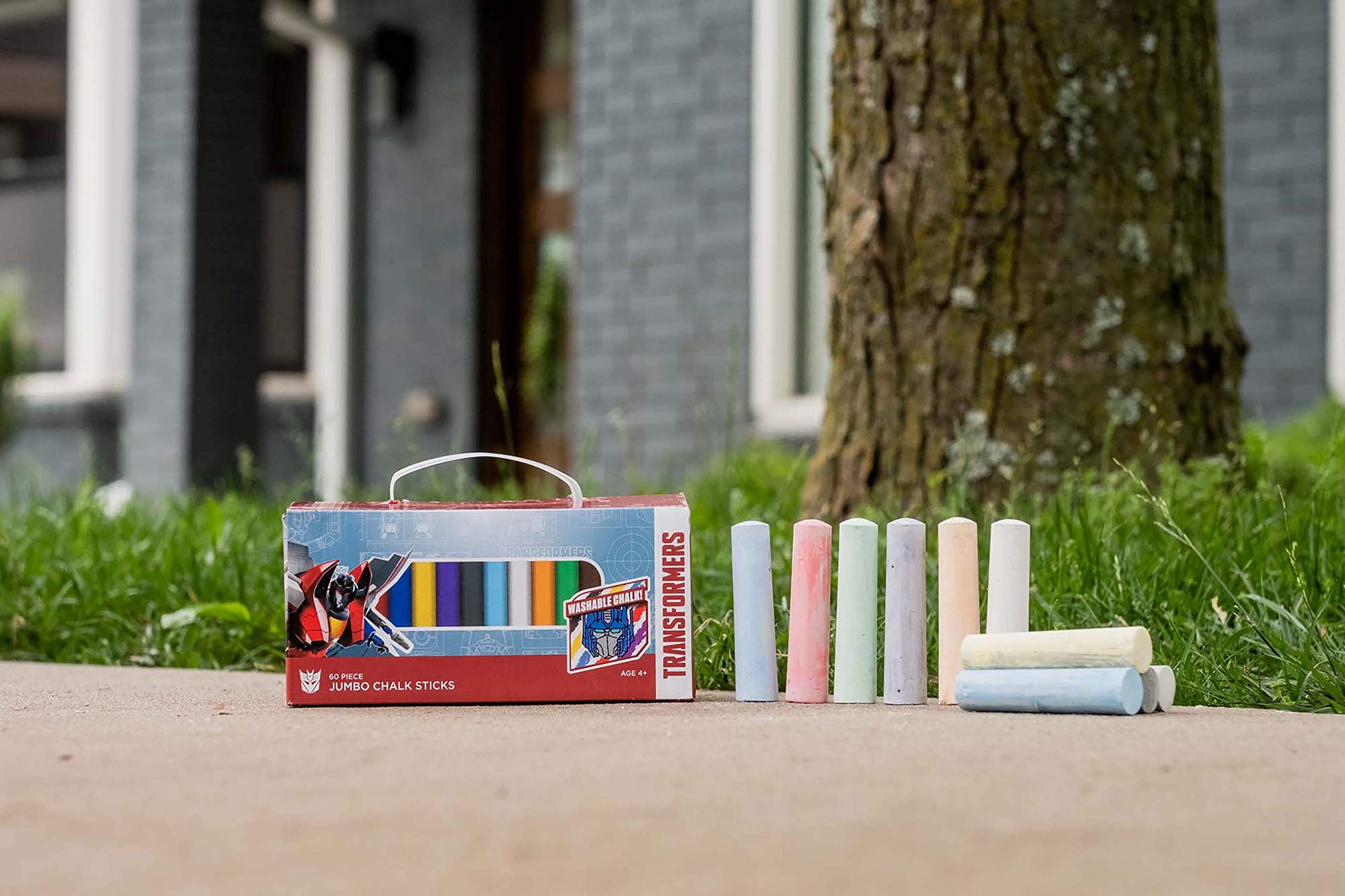 Transformers Jumbo Box of 60-Piece Sidewalk Chalk - Kids Outdoor Drawing Toys for Driveway Art & Summer Activities