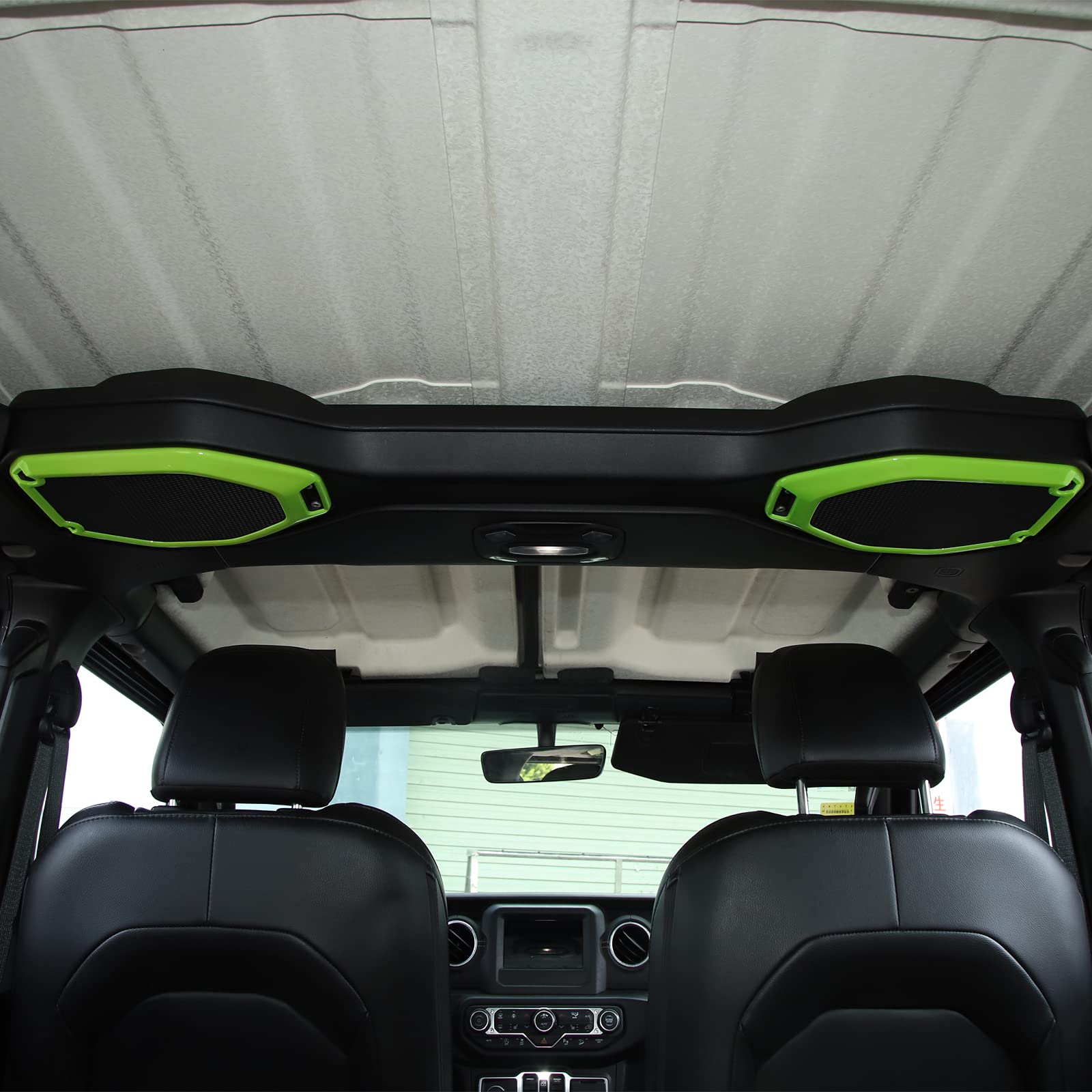 JeCar Green Speaker Frame Trim Cover for 2018-2023 Jeep Wrangler JL JLU & Gladiator JT - Interior Accessories Upgrade for Enhanced Sound & Style - Perfect for Off-Road Adventures & Daily Commutes