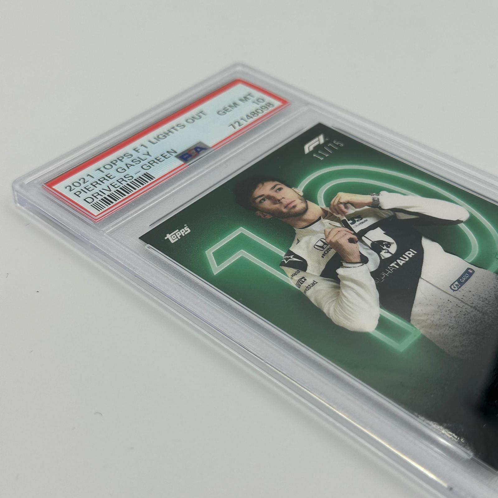 PSA 10 Graded 11/75 Pierre Gasly Green Parallel F1 Racing Card - Collectible Memorabilia for Motorsport Fans & Card Collectors | Perfect for Display, Trading, and Investment