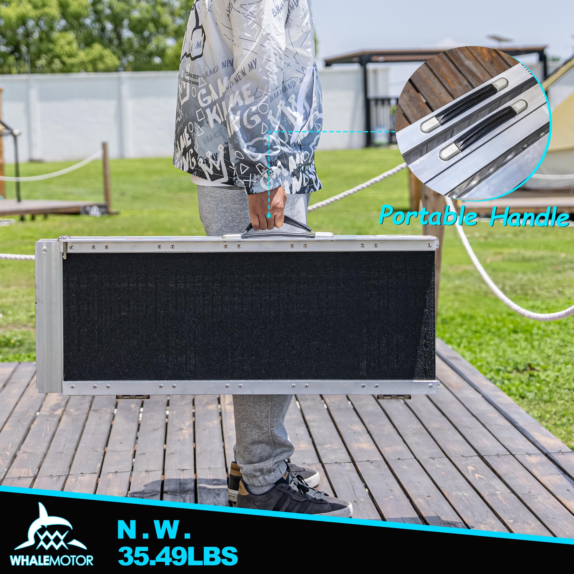 6FT Portable Wheelchair Ramp - Lightweight Aluminum Folding Ramp with Anti-Slip Surface - 600 LBS Weight Capacity - Home & Vehicle Access Solution - Perfect for Stairs, Doorways, and SUV Loading