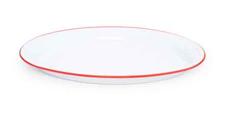 Vintage Style 18-Inch Oval Enamelware Platter with Red Rim - Perfect for Serving, Entertaining, and Rustic Table Decor