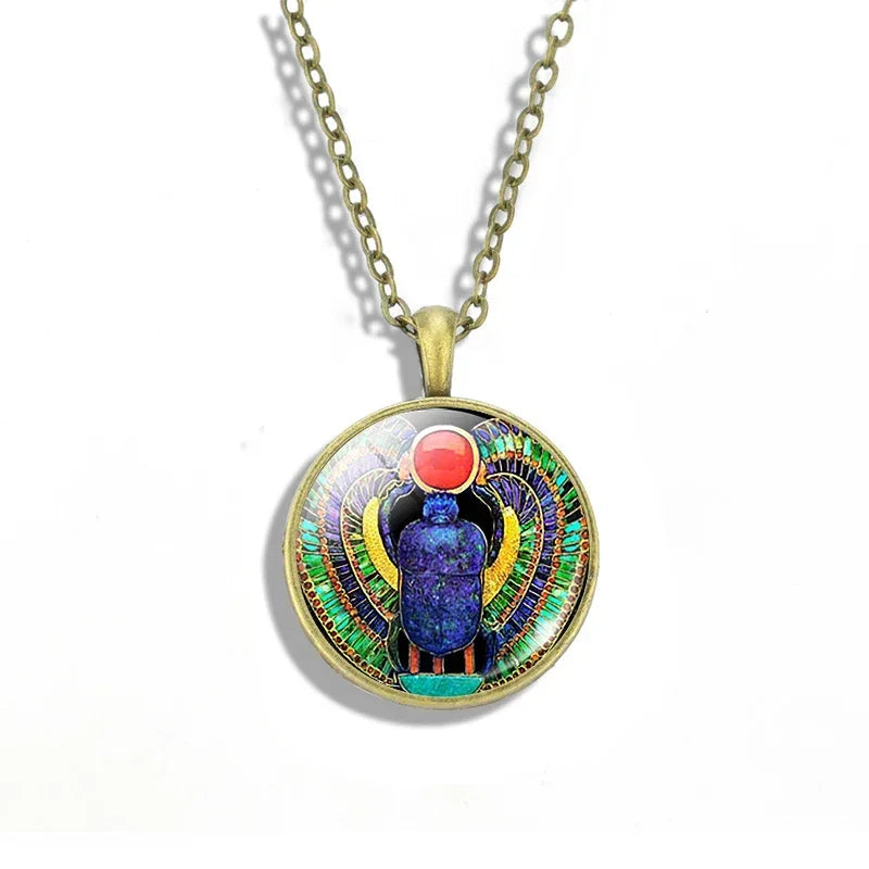 Egyptian Kingdom Necklace - Ancient Egyptian Style Jewelry for Women, Gold Plated Pendant with Hieroglyphics, Perfect for Costume Parties & Historical Events