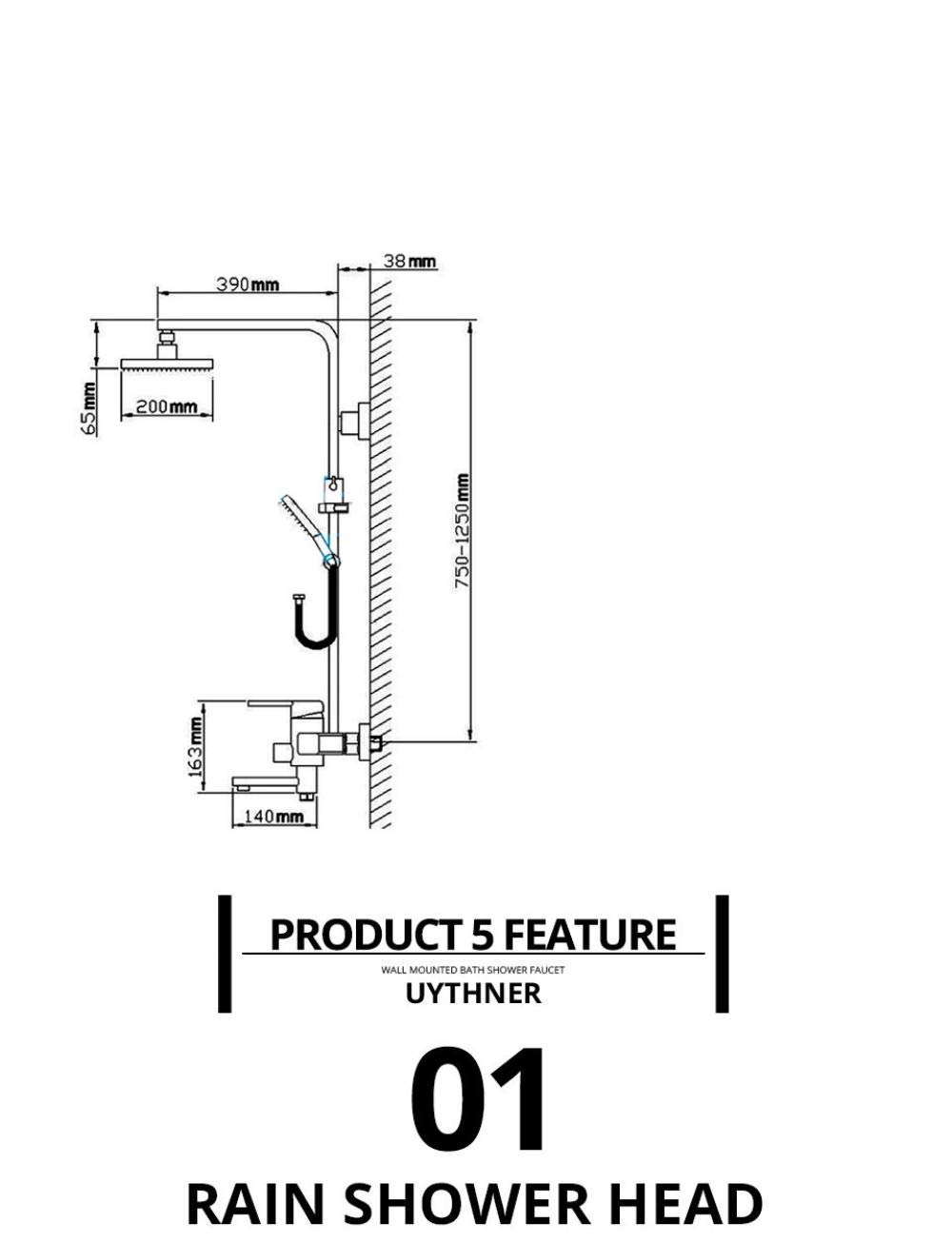 Chrome 8-inch Wall Mounted Bath Shower Mixer Faucet with Rotating Tub Spout, Rainfall Shower Head & Hand Shower - Perfect for Modern Bathroom Renovation and Spa-like Showering Experience