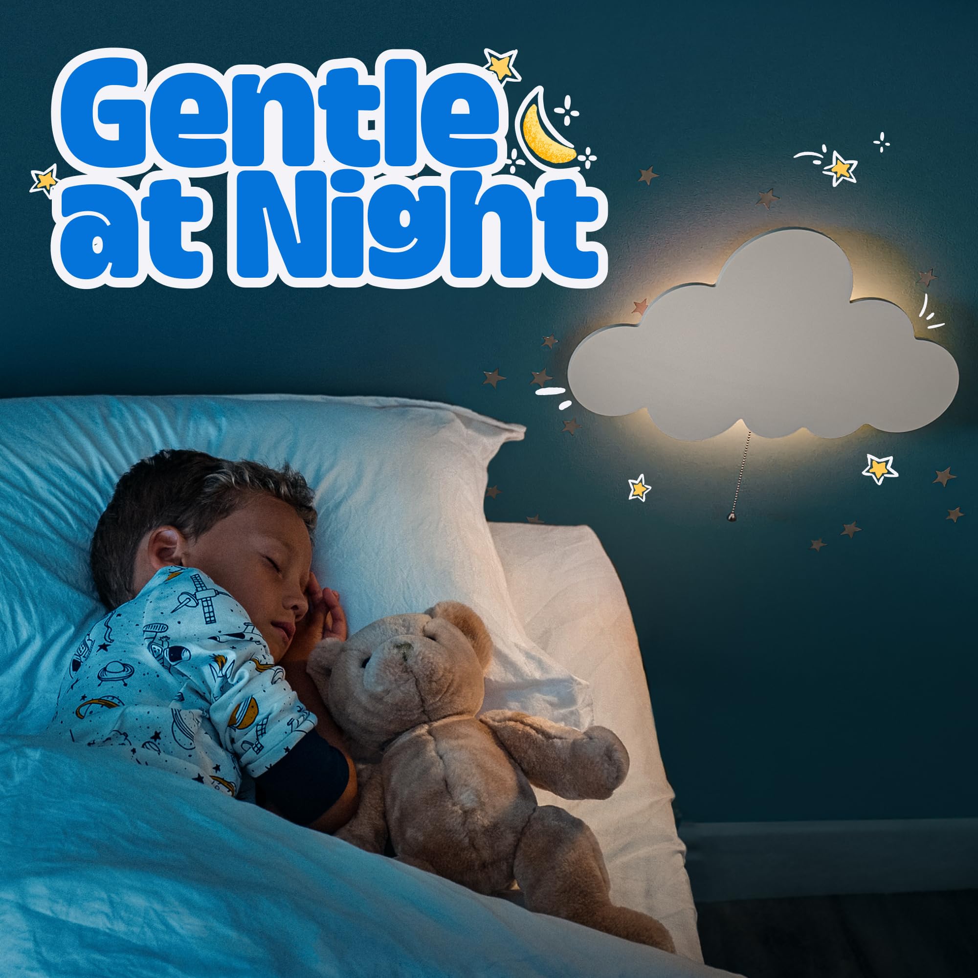 2 Pack Floating Cloud Wall Lamp - Battery Operated Nursery Night Light for Kids Bedroom | Cute Hanging LED Cloud Light for Baby Room Decor | Perfect Bedside Lamp for Nursery, Children's Room & Home Decor