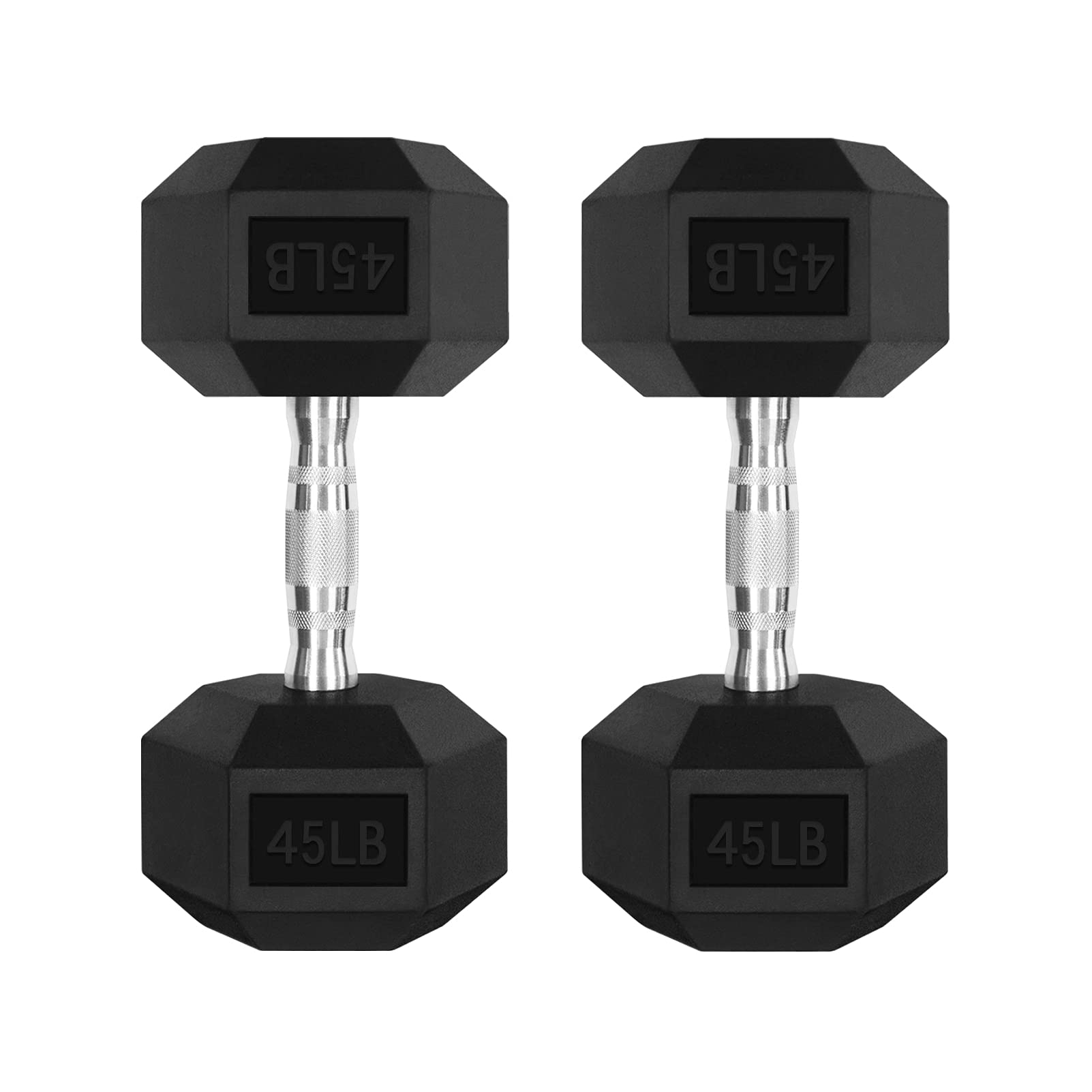 RitFit 5-300LBS Rubber Encased Hex Dumbbell Set with Optional Rack - Home Gym Strength Training Equipment, Coated Hand Weights for Workouts, Fitness & Weightlifting - Perfect for Home Gym, CrossFit & Personal Training