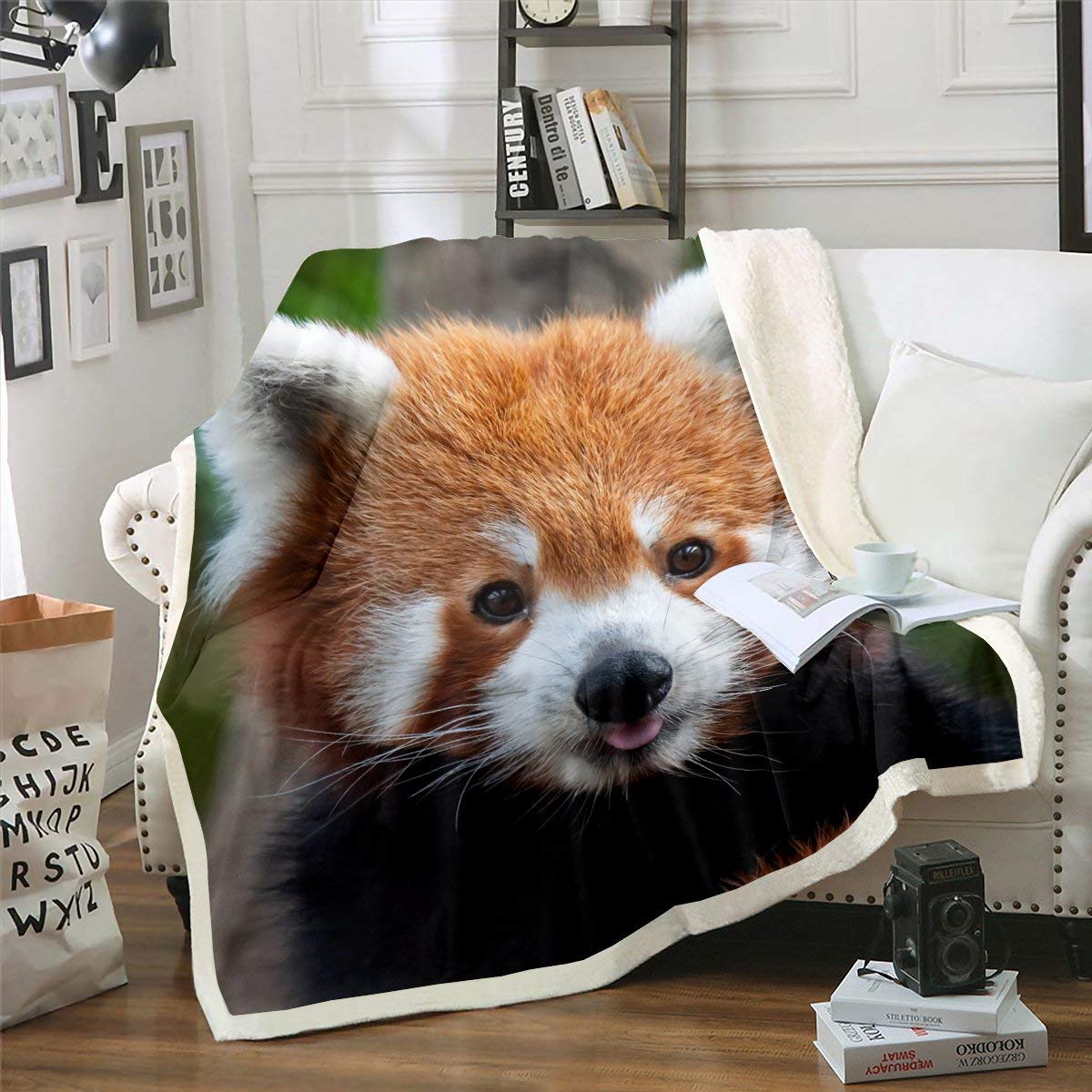 Red Panda Sherpa Blanket - Soft & Cozy Fleece Throw Blanket for Kids, Boys & Girls - Wild Animal Decor Plush Blanket for Sofa, Bed & Couch - Jungle Wildlife Style Fuzzy Blanket (50x60 Inches) - Perfect for Snuggling, Home Decor & Gifts
