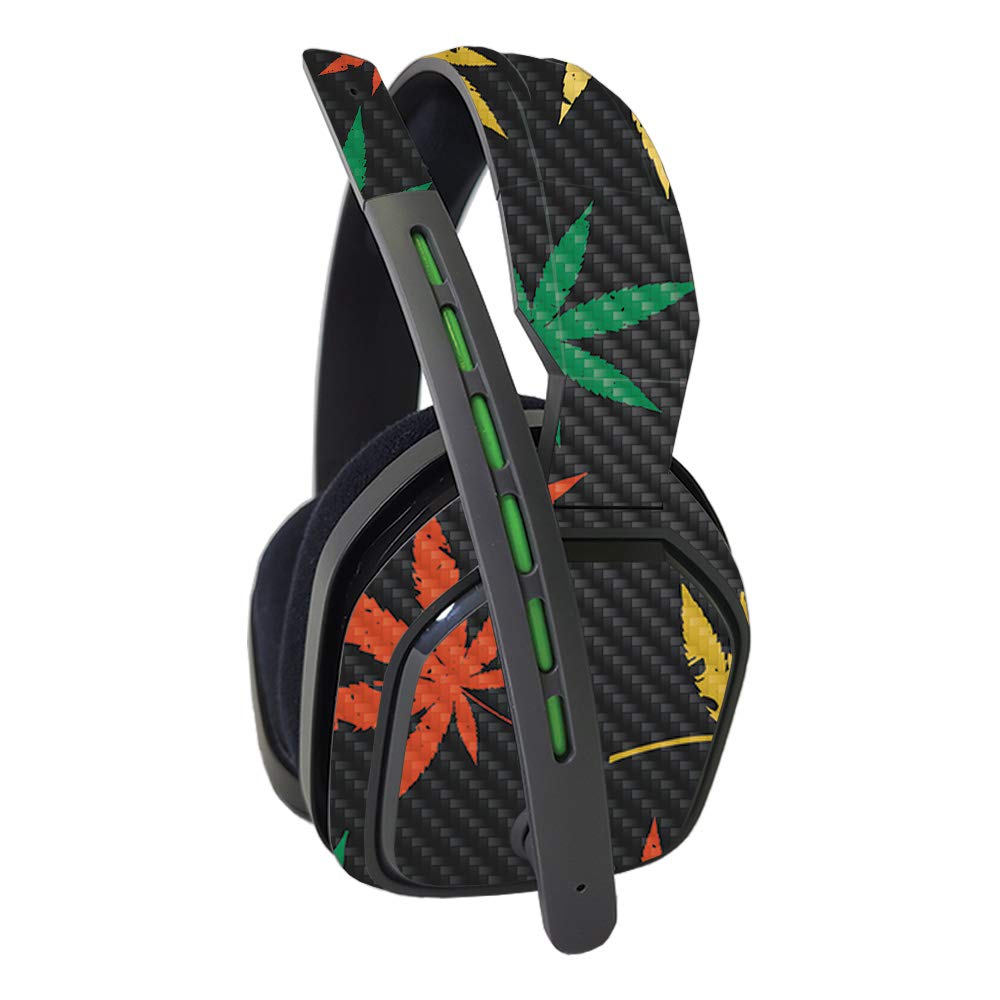 Premium Carbon Fiber Skin for Astro A10 Headset - Rastafari Kush Design | Durable Protective Cover with Textured Finish | Easy to Install & Change Styles | Made in USA | Perfect for Gaming, Streaming & Travel Protection