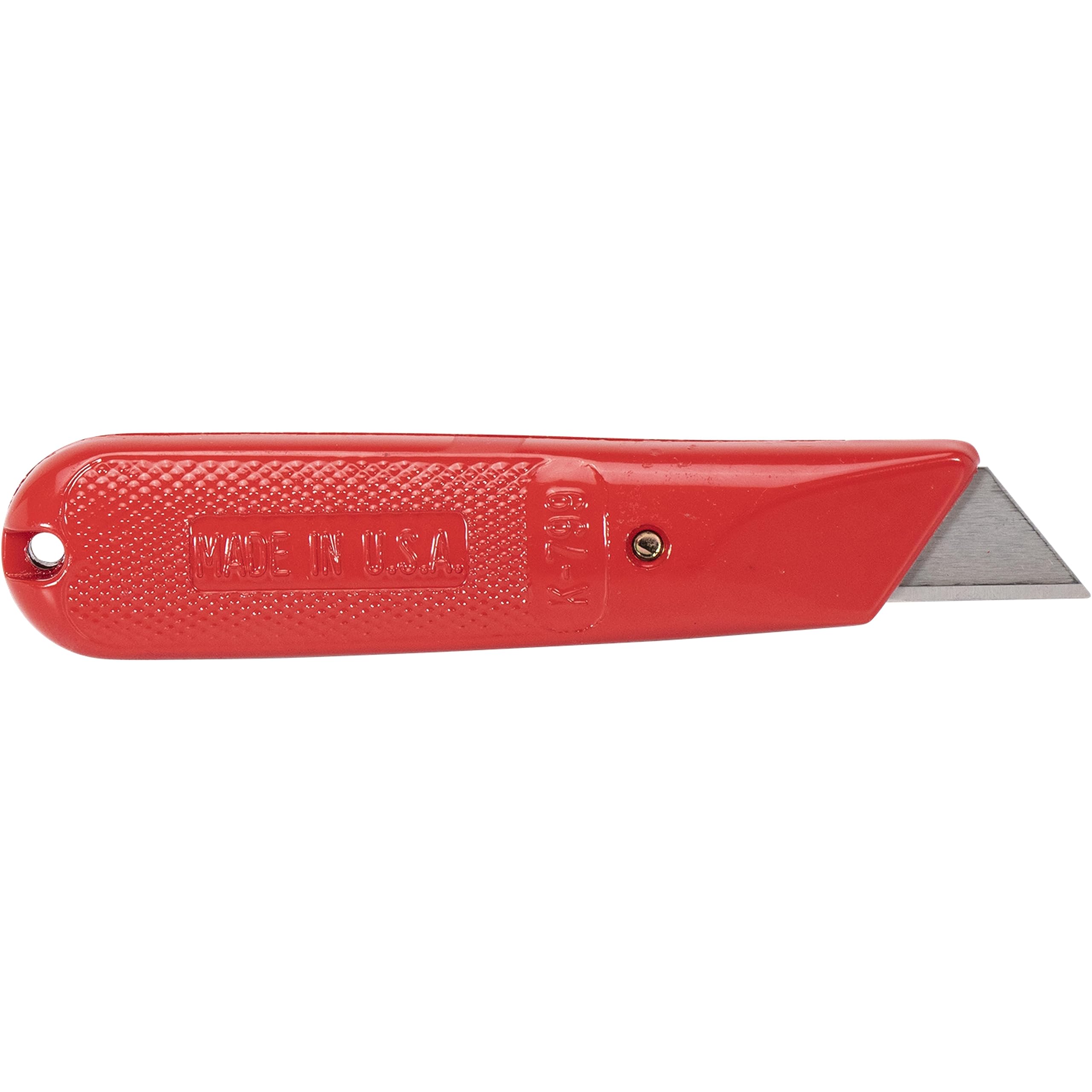 Premium Fixed Blade Utility Knife - Heavy Duty Die-Cast Zinc Aluminum Construction with Retractable Blade & Non-Slip Serrated Grip | Made in USA (Model 015-001) | Ideal for Camping, Hunting, Survival Kits & DIY Projects