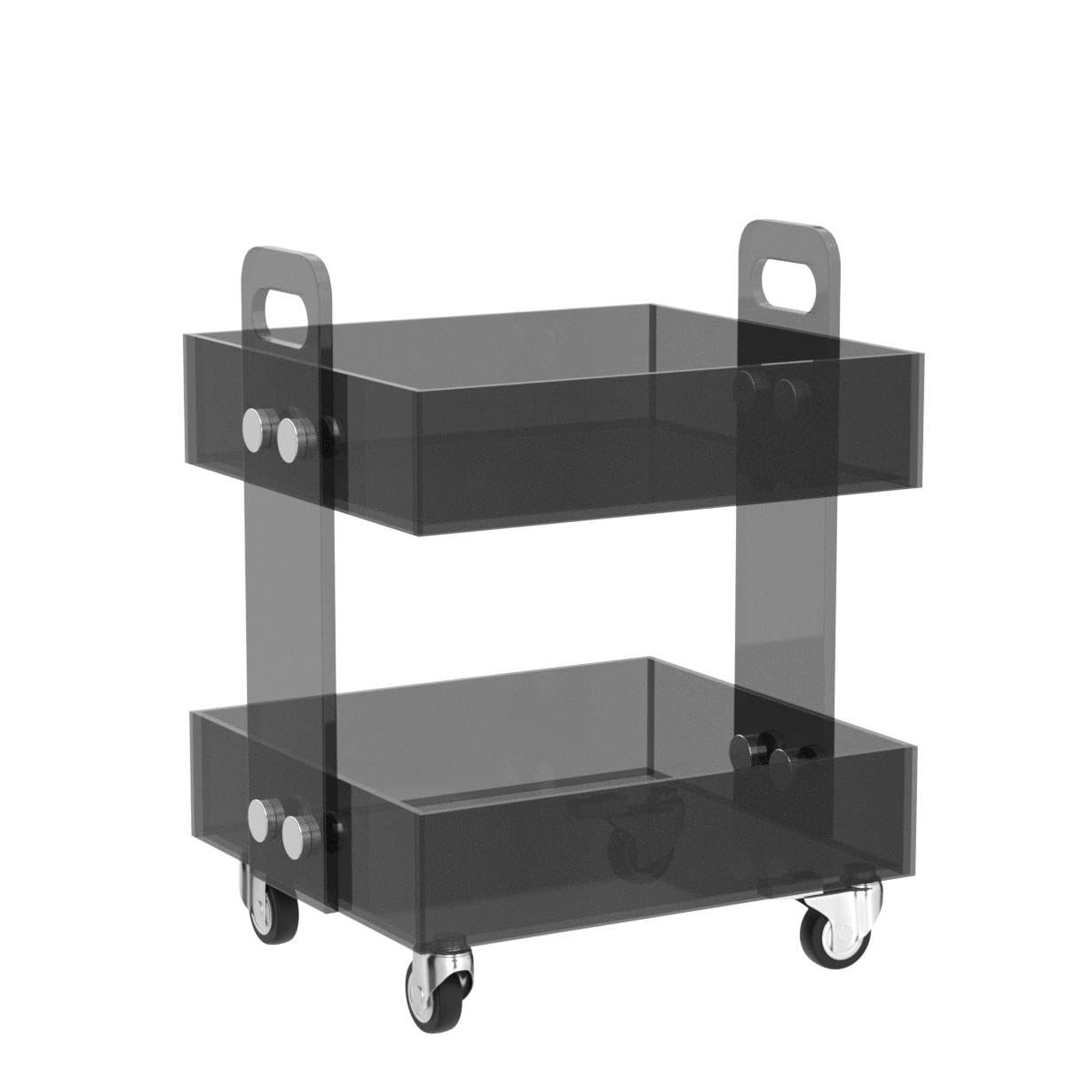 ONELUX Flat Packed Clear Acrylic Side Table with Wheels - Modern Bedside Night Stand (41×34×48cm) for Living Room, Bedroom & Office Use