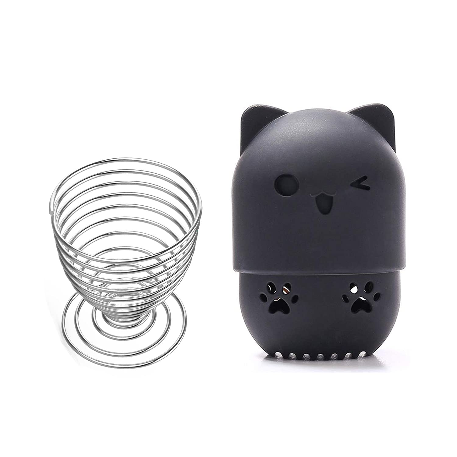 Premium Makeup Sponge Holder & Blender Travel Case - Black & Silver | Beauty Sponge Drying Stand & Storage Container | Perfect for Travel, Home Vanity & Professional Makeup Artists