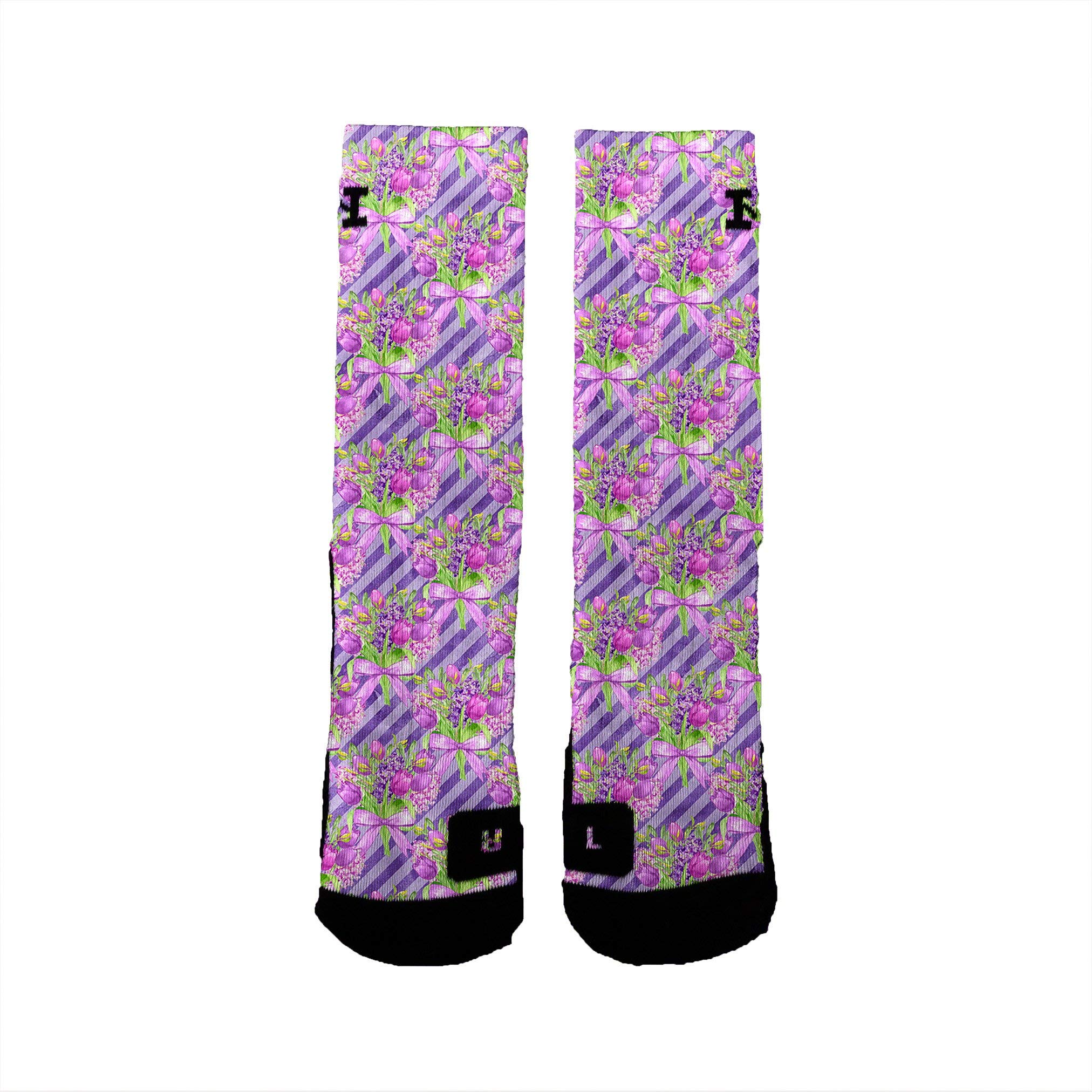 Brand Athletic Socks for Men & Women - Soft Breathable Cushioned Workout Running Socks - Easter Tulip Floral Design - Perfect for Gym, Sports & Daily Wear