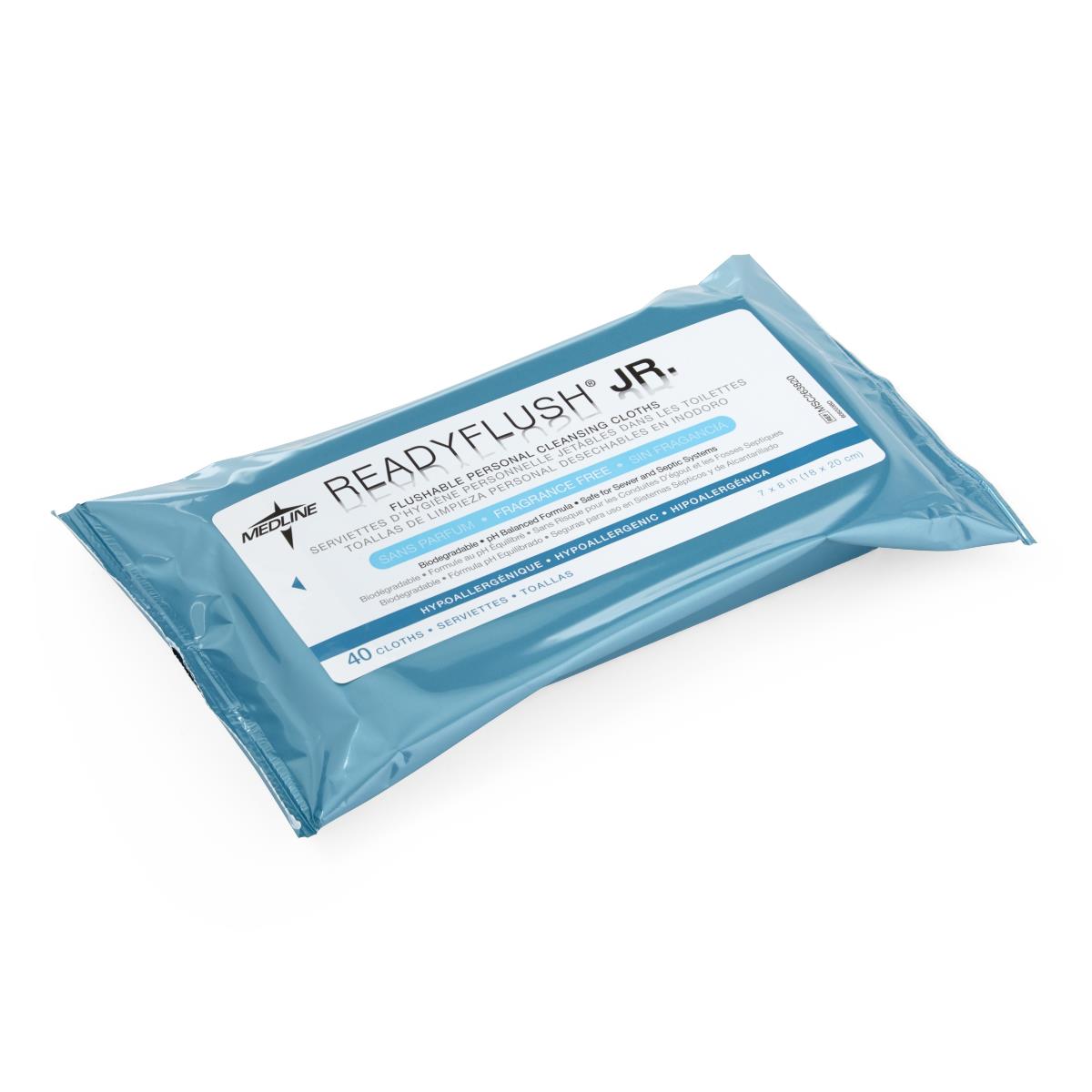 ReadyFlush Fragrance Free Flushable Wipes, 7x8 Inches, 40 Wipes per Pack (Case of 24 Packs) - Gentle & Safe for Sensitive Skin, Ideal for Travel, Camping, and On-the-Go Hygiene