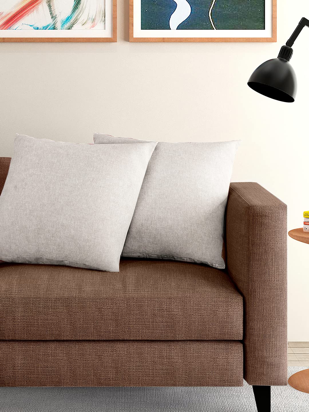 Artha Khaki Brown Linen Pillow Covers 16x16 Inches - Handmade Linen Throw Pillows & Cushion Covers for Sofa, Bed, Living Room Decor - Breathable & Stylish Home Accents
