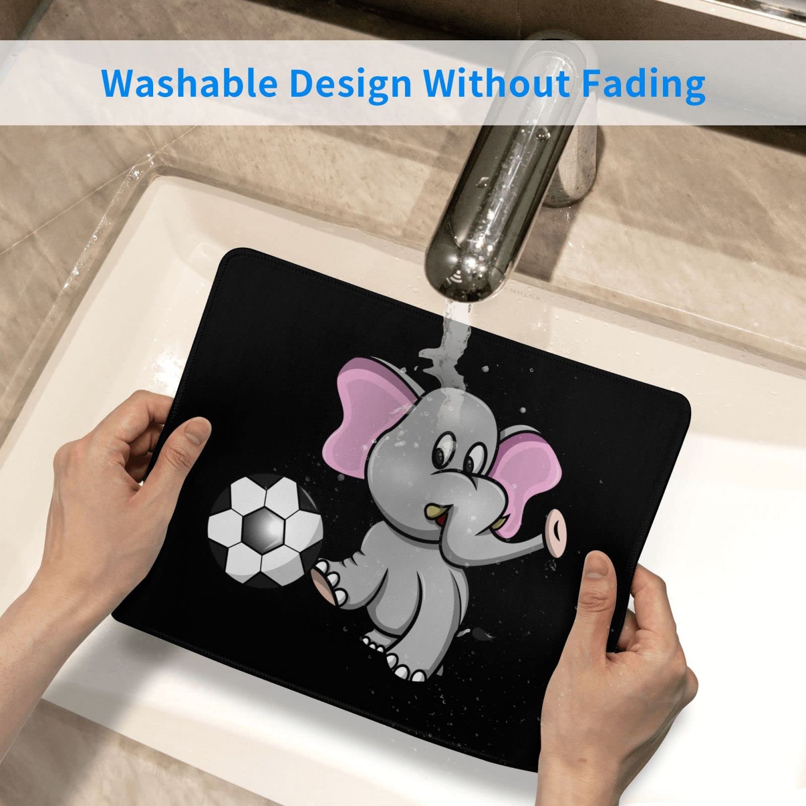 SIYTUAU Cute Elephants Playing Soccer Mouse Pad - Waterproof Non-Slip Rubber Gaming Mousepad (10x12 inches) for Office, Laptop & PC Use - Perfect Gift for Gamers & Football Fans