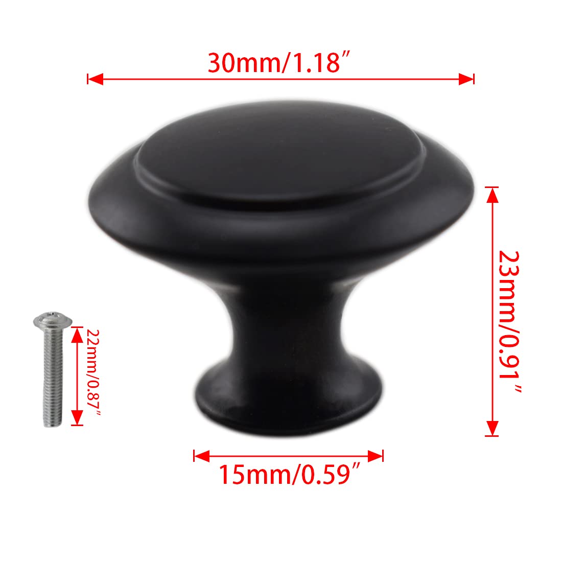Elegant Mushroom Cabinet Knobs 10pcs - Matt Black for Drawers & Dressers