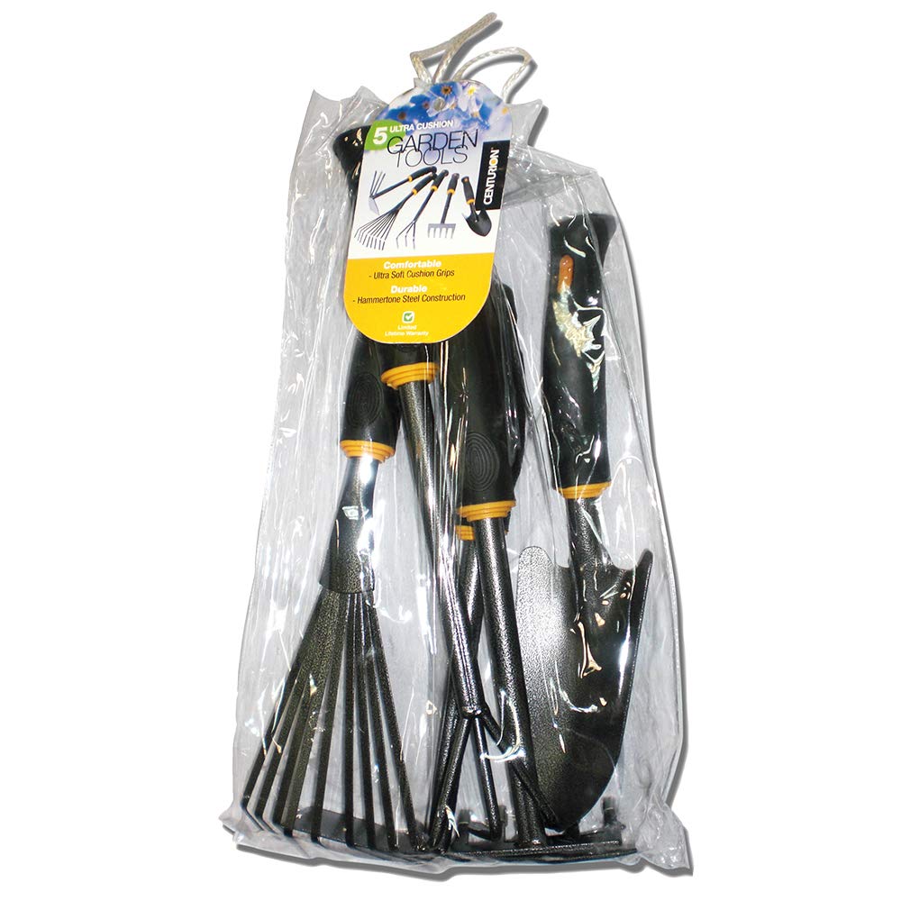 Centurion 485 Heavy Duty 5-Piece Garden Tool Set with Ergonomic Handles - Yellow | Perfect for Gardening, Landscaping, and Outdoor Planting
