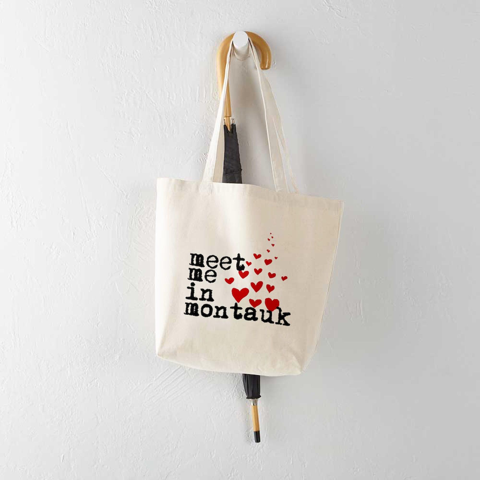 Meet Me In Montauk Tote Bag - Natural Canvas Reusable Shopping Bag for Beach, Groceries & Daily Use | Eco-Friendly Cotton Tote with Stylish Design