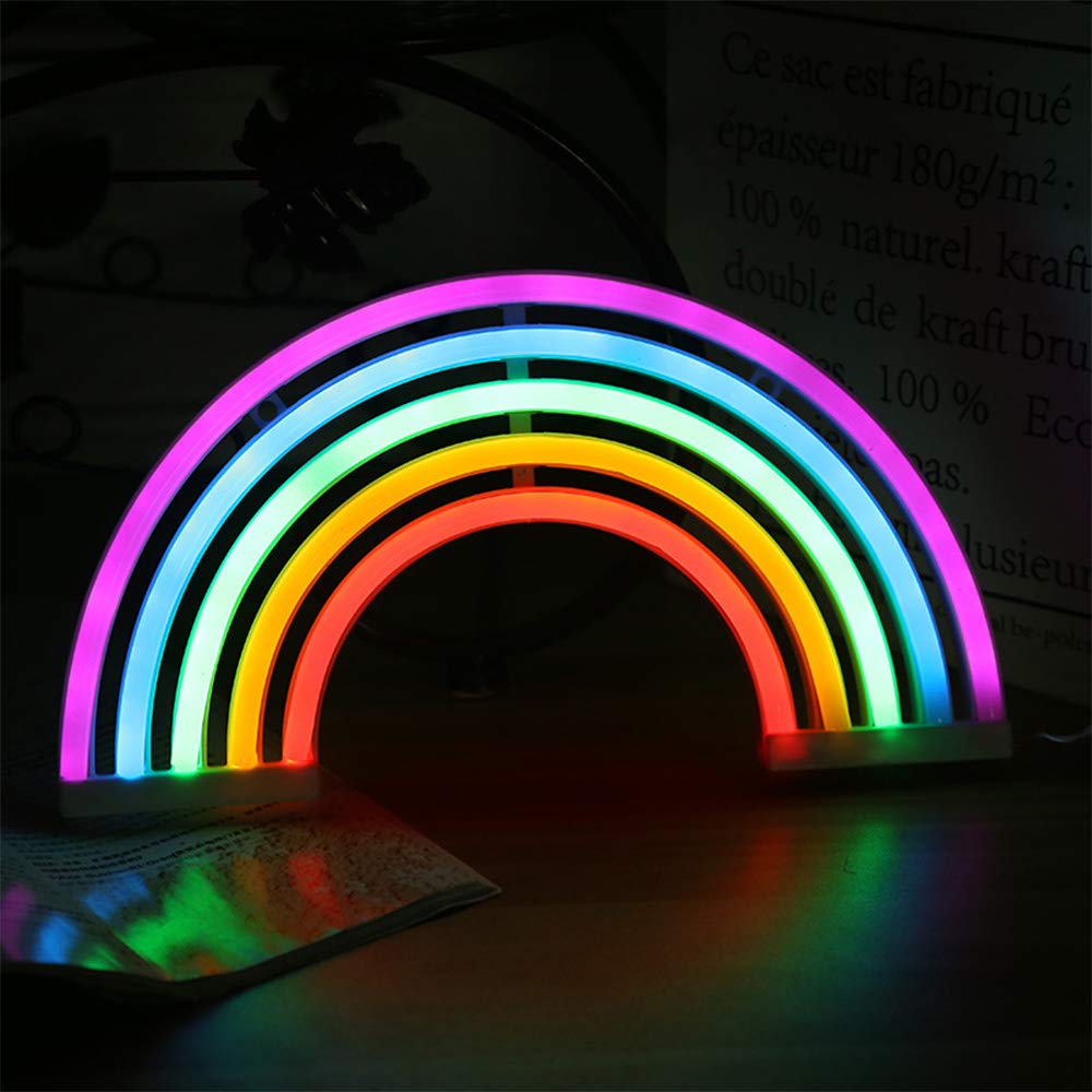 ENUOLI Rainbow Neon Light Sign - USB/Battery Powered LED Wall Decor for Bedroom, Dorm, Party & Kids Room | Perfect for Christmas, Birthday, Wedding & Night Light | Vibrant Home & Gift Idea