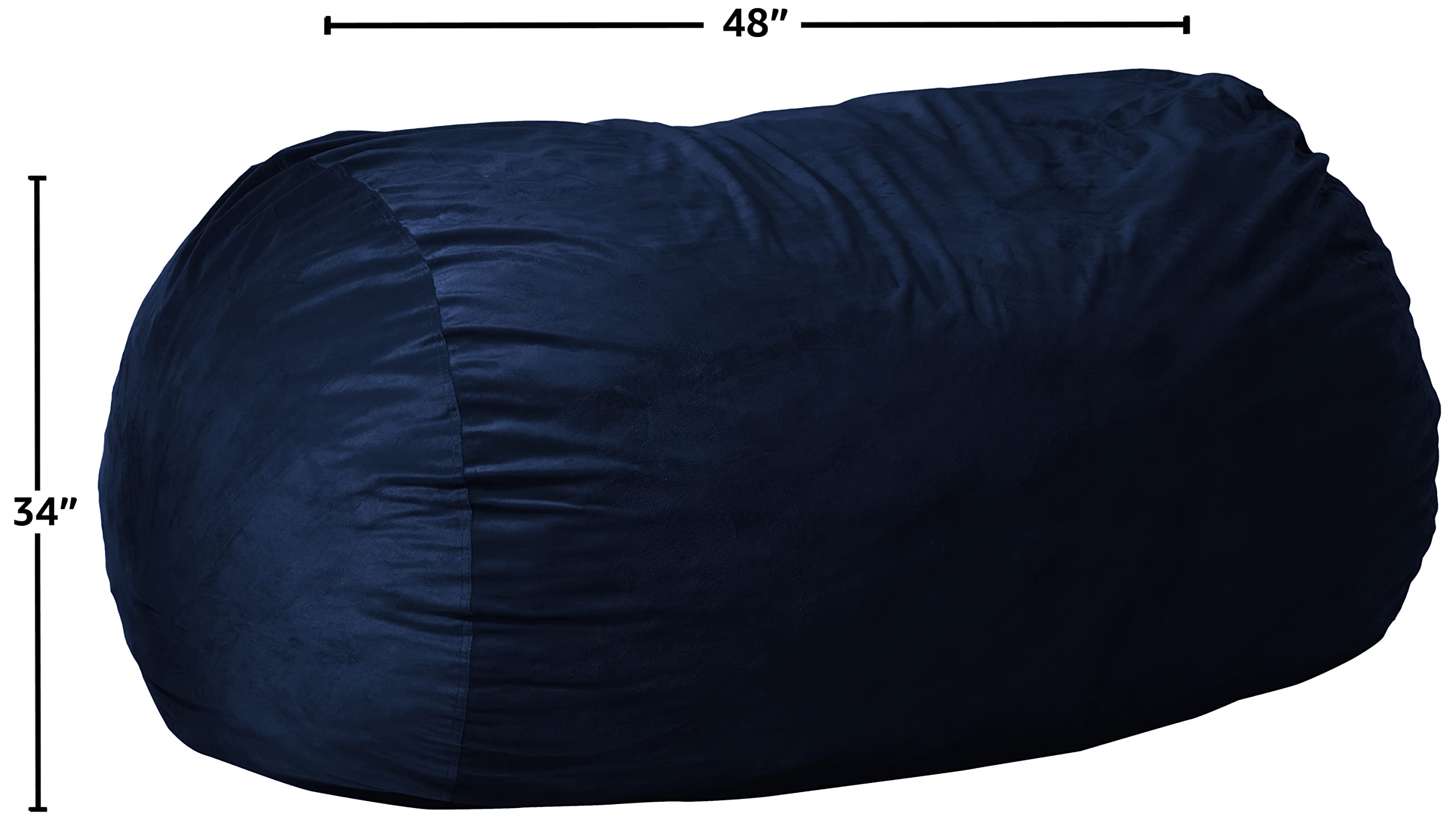 6-Foot Microsuede Bean Bag Chair Cover - Navy Blue | Ultra Soft & Durable Chill Sack Replacement | Perfect for Living Rooms, Game Rooms & Dorm Lounging