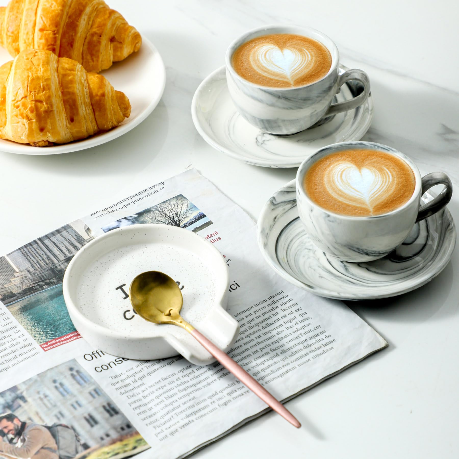Ceramic Spoon Rest Holder for Teaspoons, Bar Spoons & Coffee Stirrers - Decorative Kitchen Accessory for Coffee & Tea Stations - Perfect for Home, Cafe & Restaurant Use