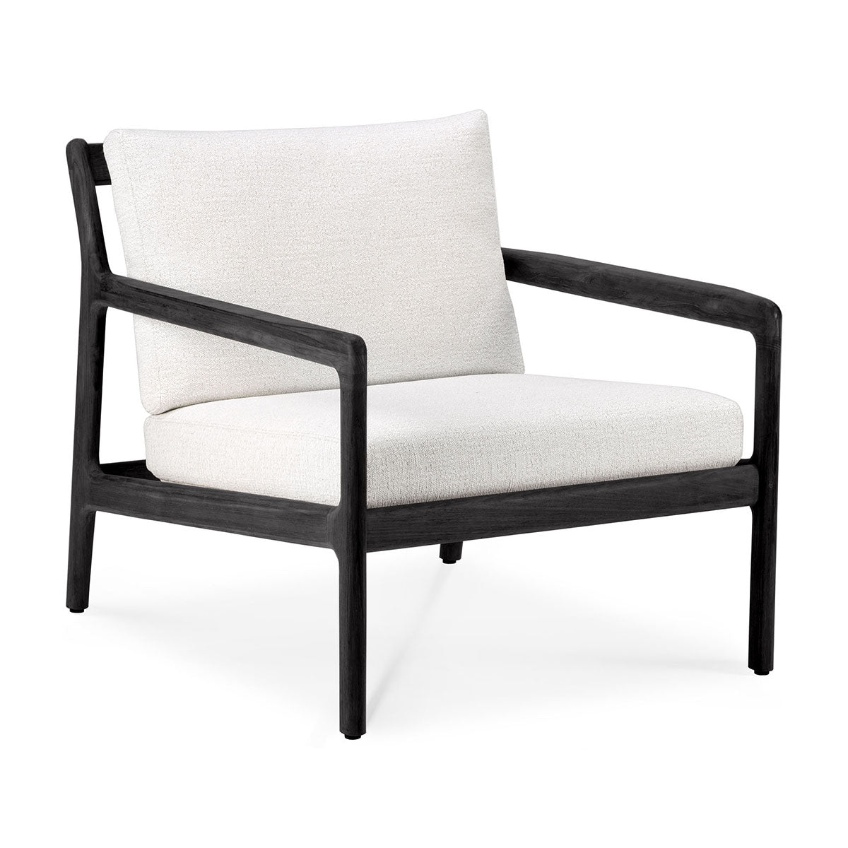 Premium Outdoor Fabric Lounge Chair - Teak Black & Off White - Durable & Weather-Resistant for Patio, Garden, Poolside Relaxation