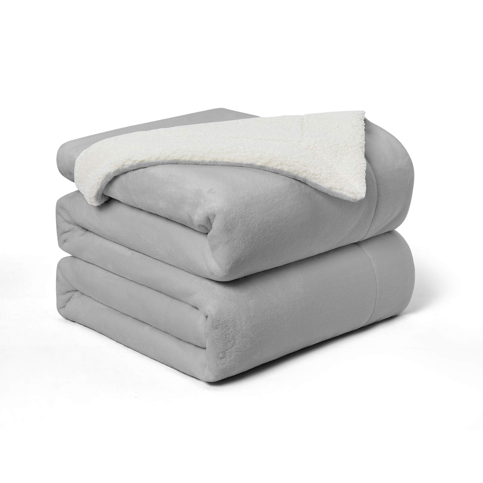 Walensee Sherpa Fleece Blanket - King Size 108”x90” Ash Grey | Ultra Soft Reversible Microfiber Plush Throw | All-Season Cozy Blanket for Bed, Couch & Sofa | Perfect for Winter Nights, Movie Time & Home Decor